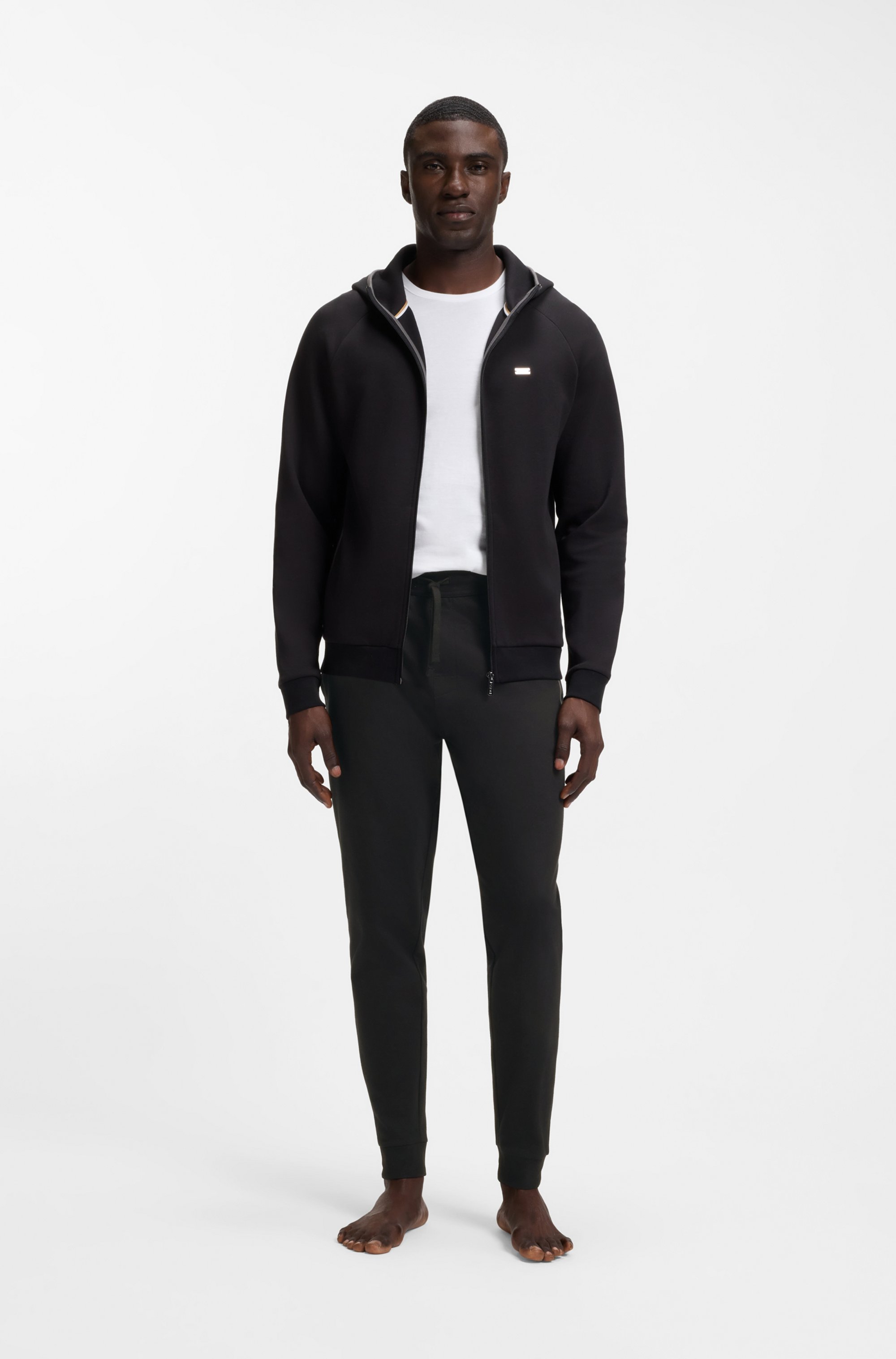 Cotton-terry tracksuit bottoms with stripes and logo