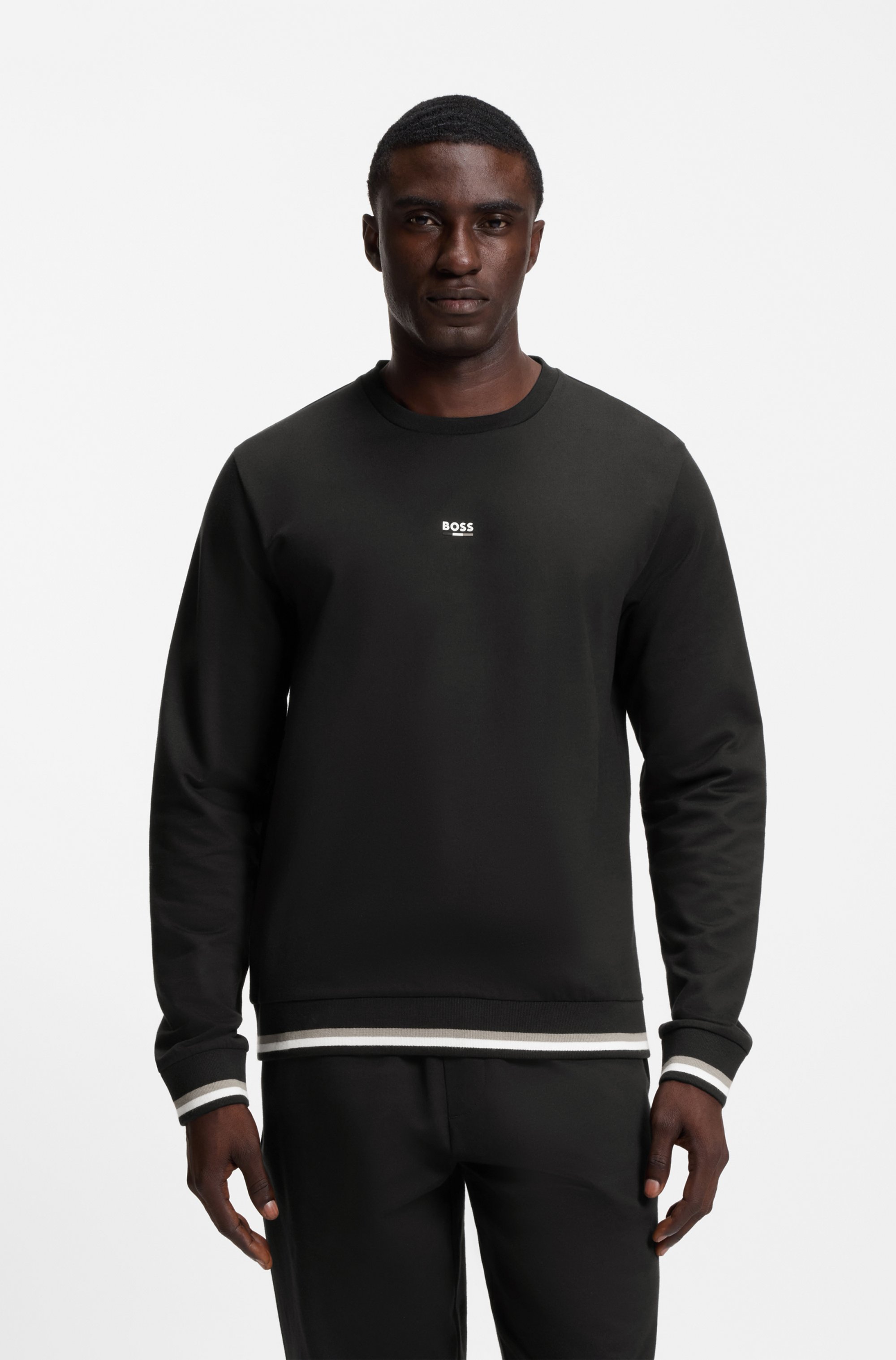 Cotton-terry sweatshirt with signature stripes and logo
