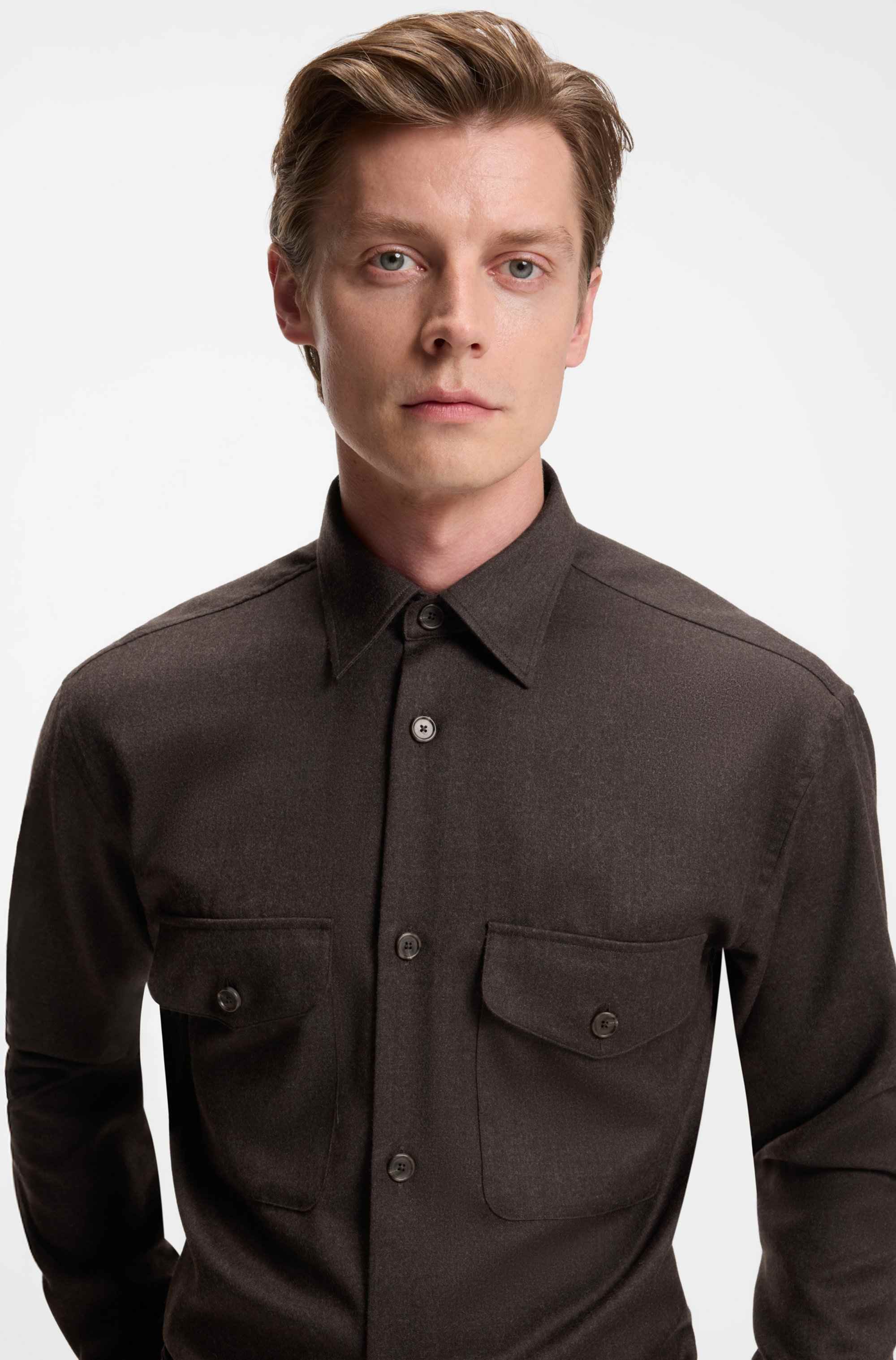 BECKHAM x BOSS relaxed-fit shirt in virgin wool