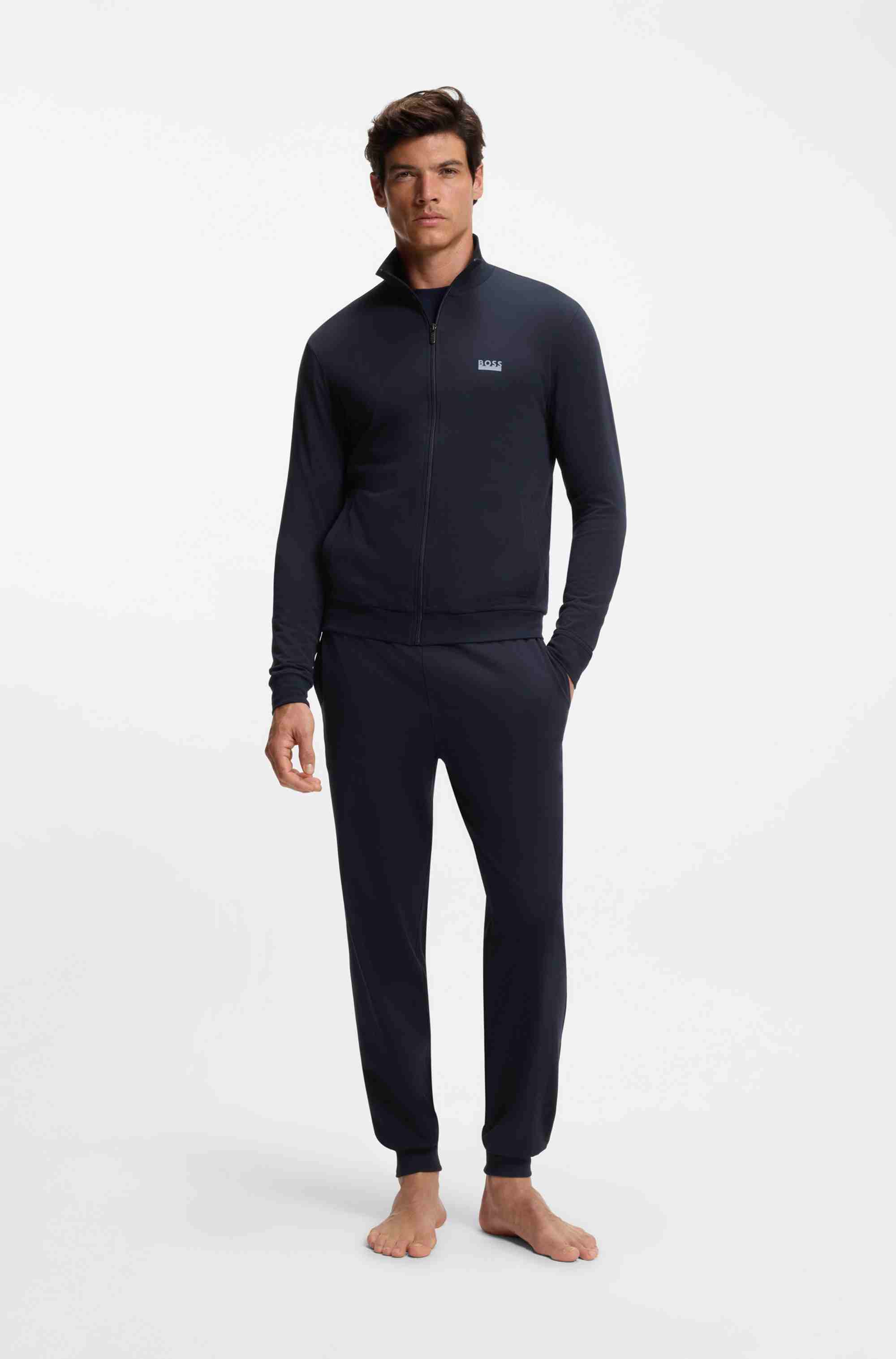 Stretch-cotton loungewear tracksuit with logos