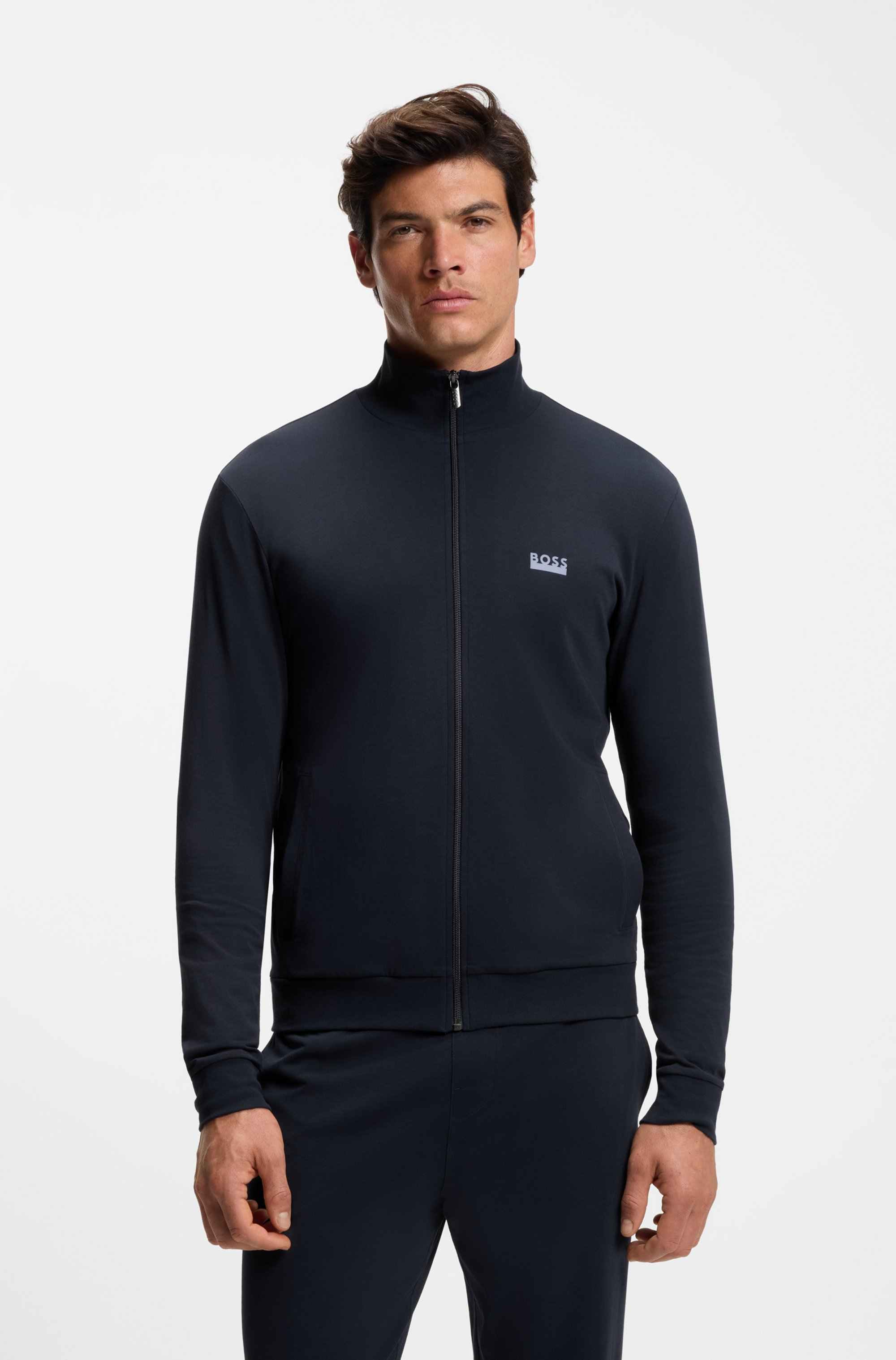 Stretch-cotton loungewear tracksuit with logos