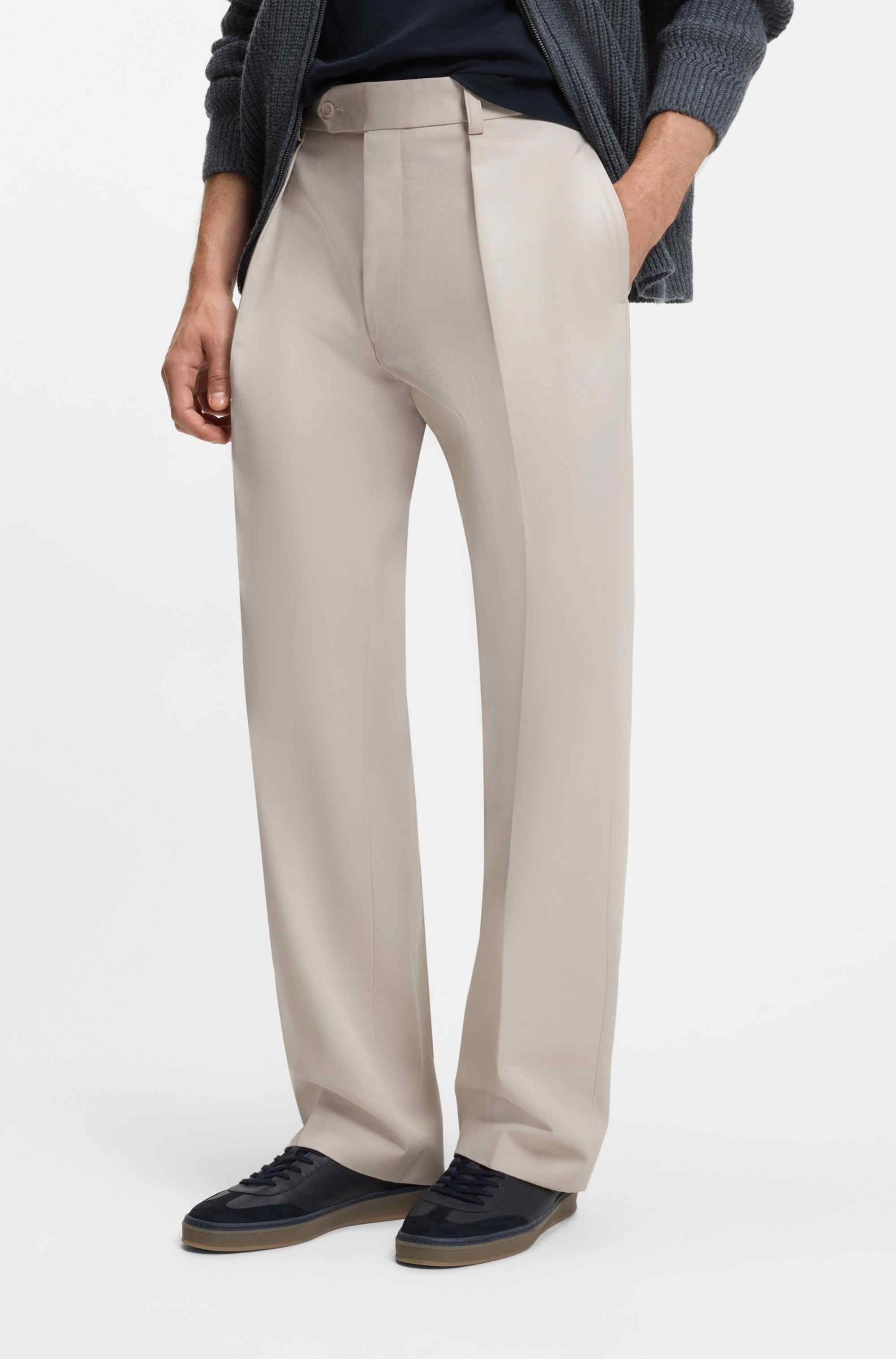 BECKHAM x BOSS micro-patterned trousers in cotton