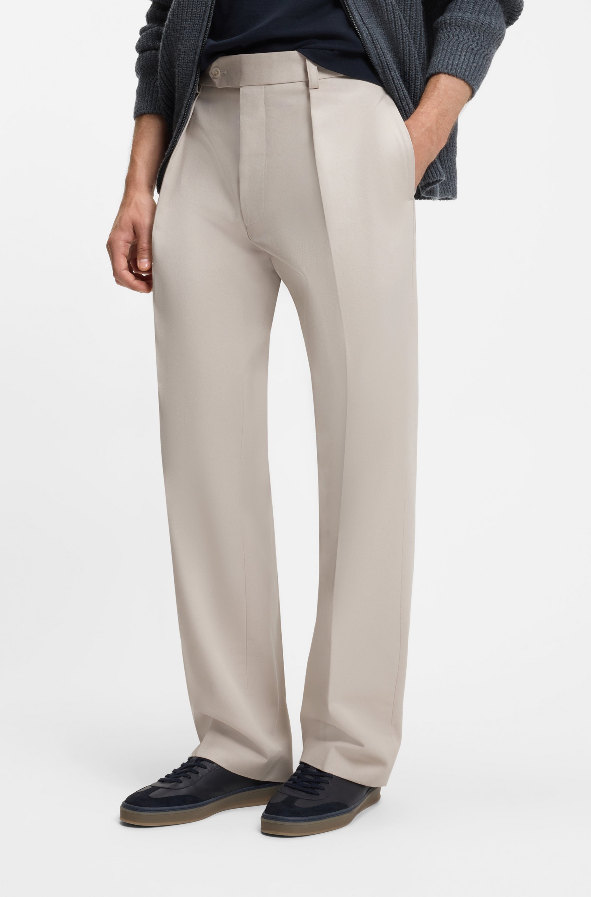 BECKHAM x BOSS micro-patterned trousers in cotton