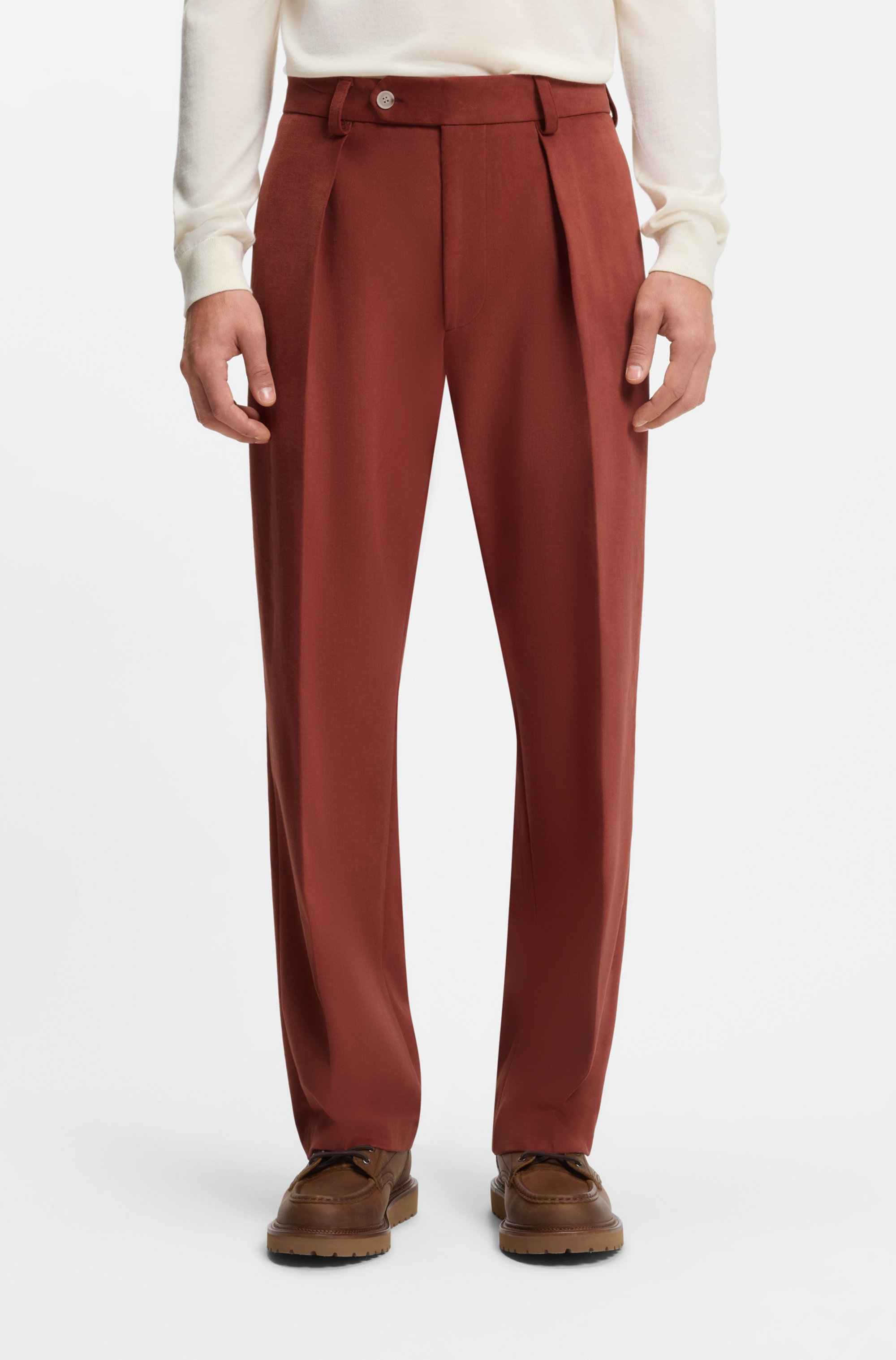 BECKHAM x BOSS micro-patterned trousers in cotton