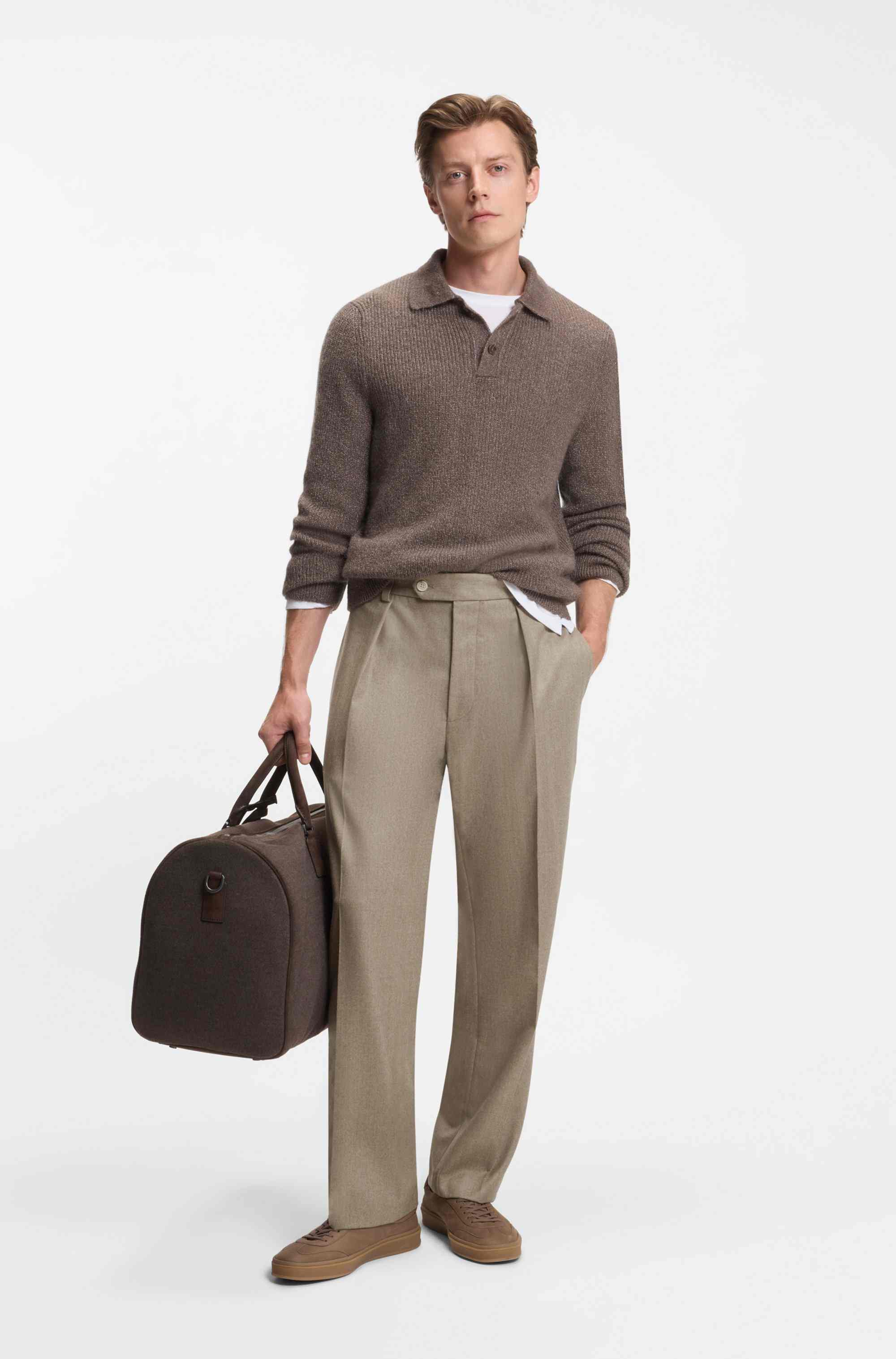 BECKHAM x BOSS relaxed-fit trousers in virgin wool