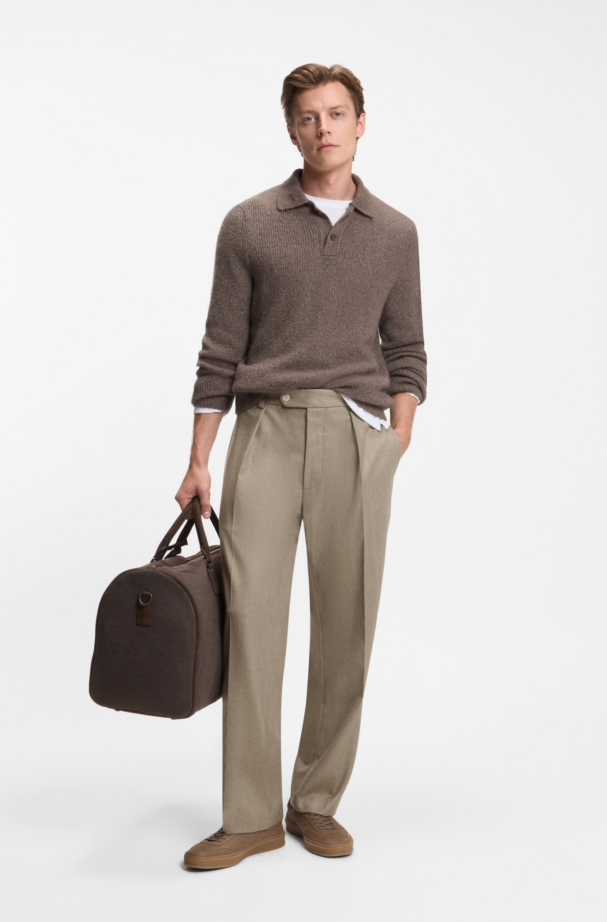 BECKHAM x BOSS relaxed-fit trousers in virgin wool