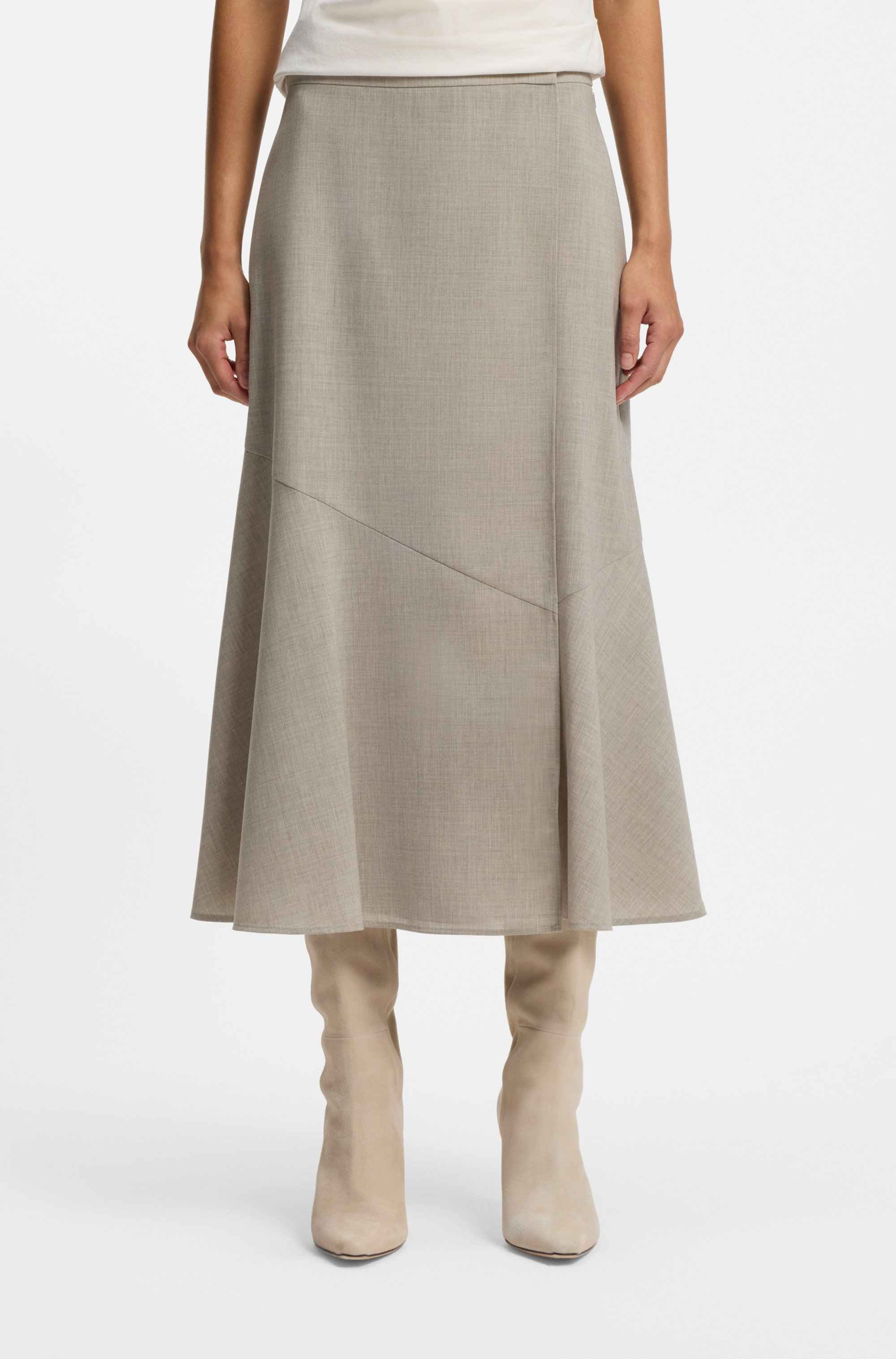 A-line skirt in melange virgin wool