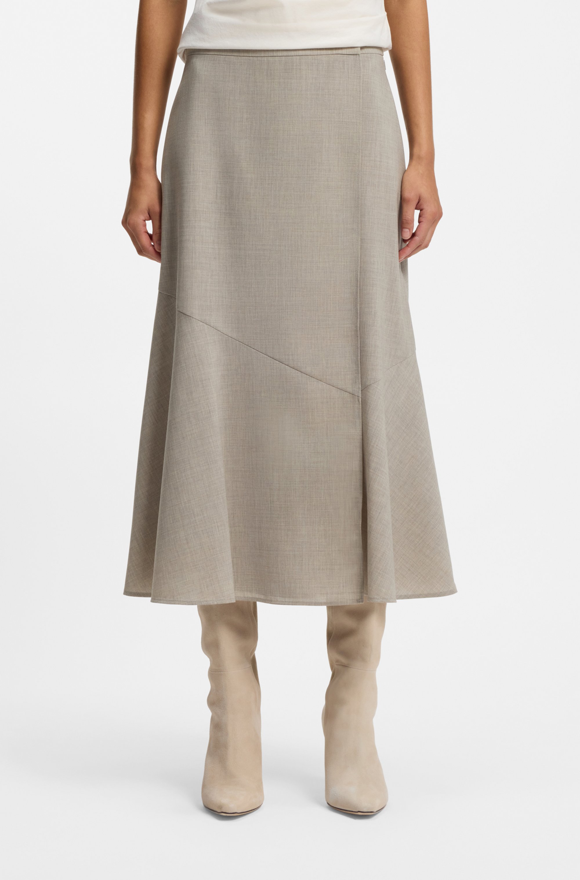 A-line skirt in melange virgin wool