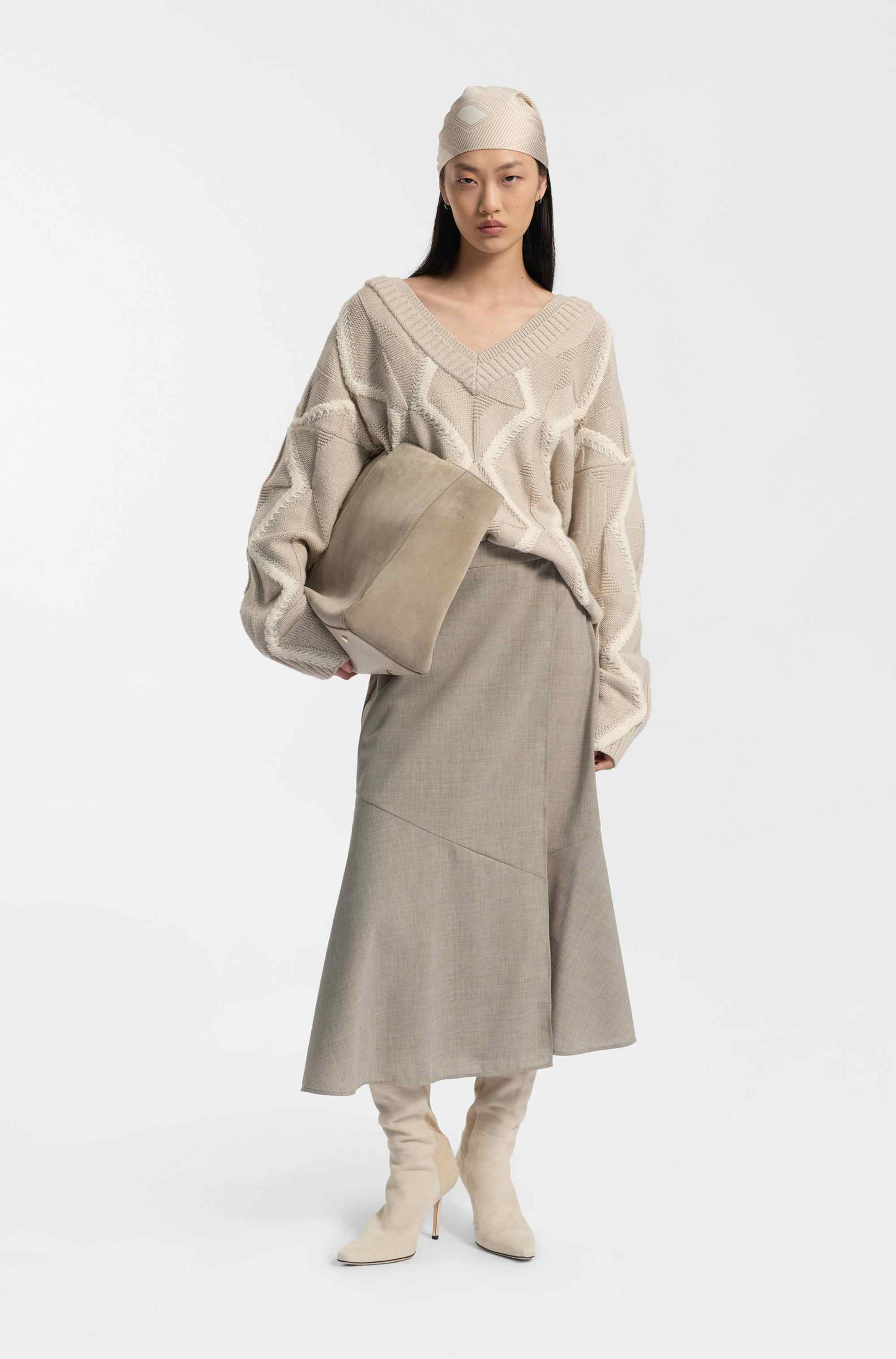 A-line skirt in melange virgin wool