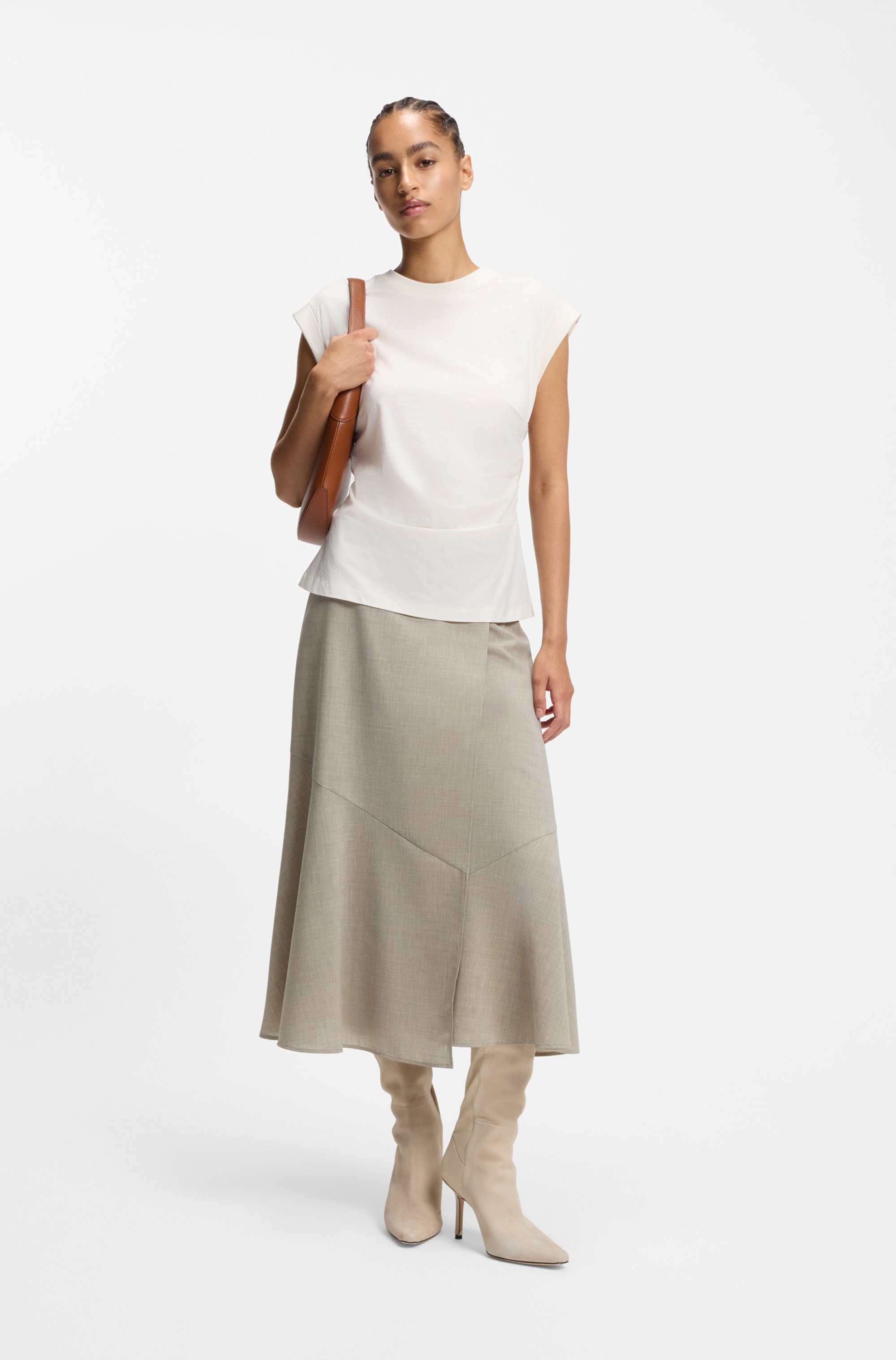 A-line skirt in melange virgin wool