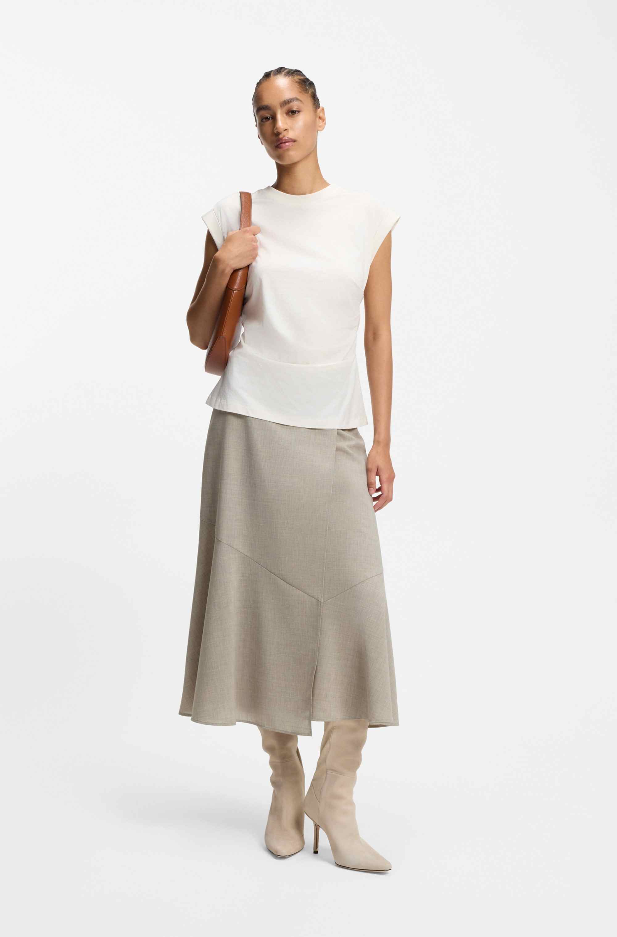 A-line skirt in melange virgin wool