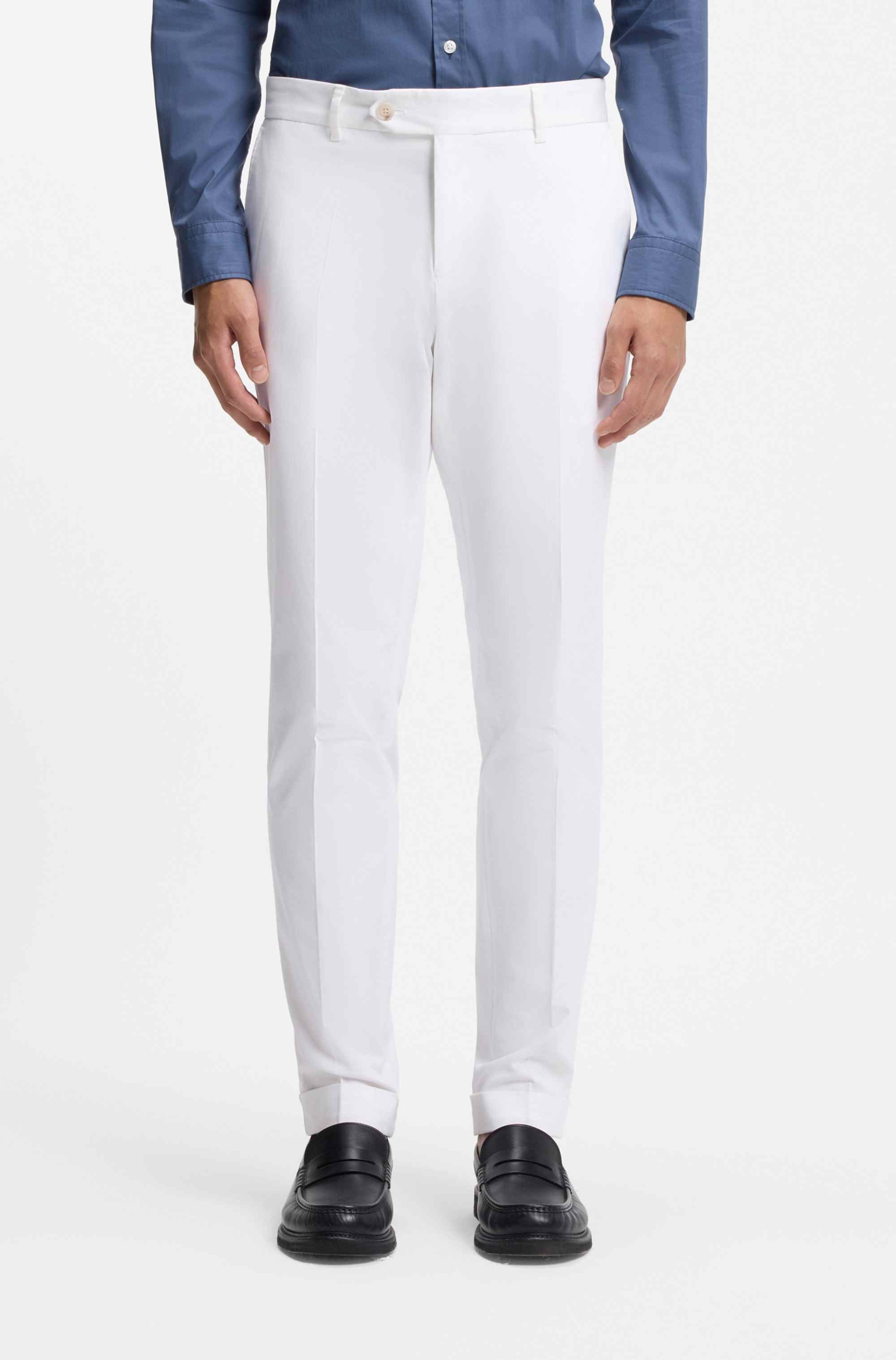 Slim-fit trousers in washable stretch cotton