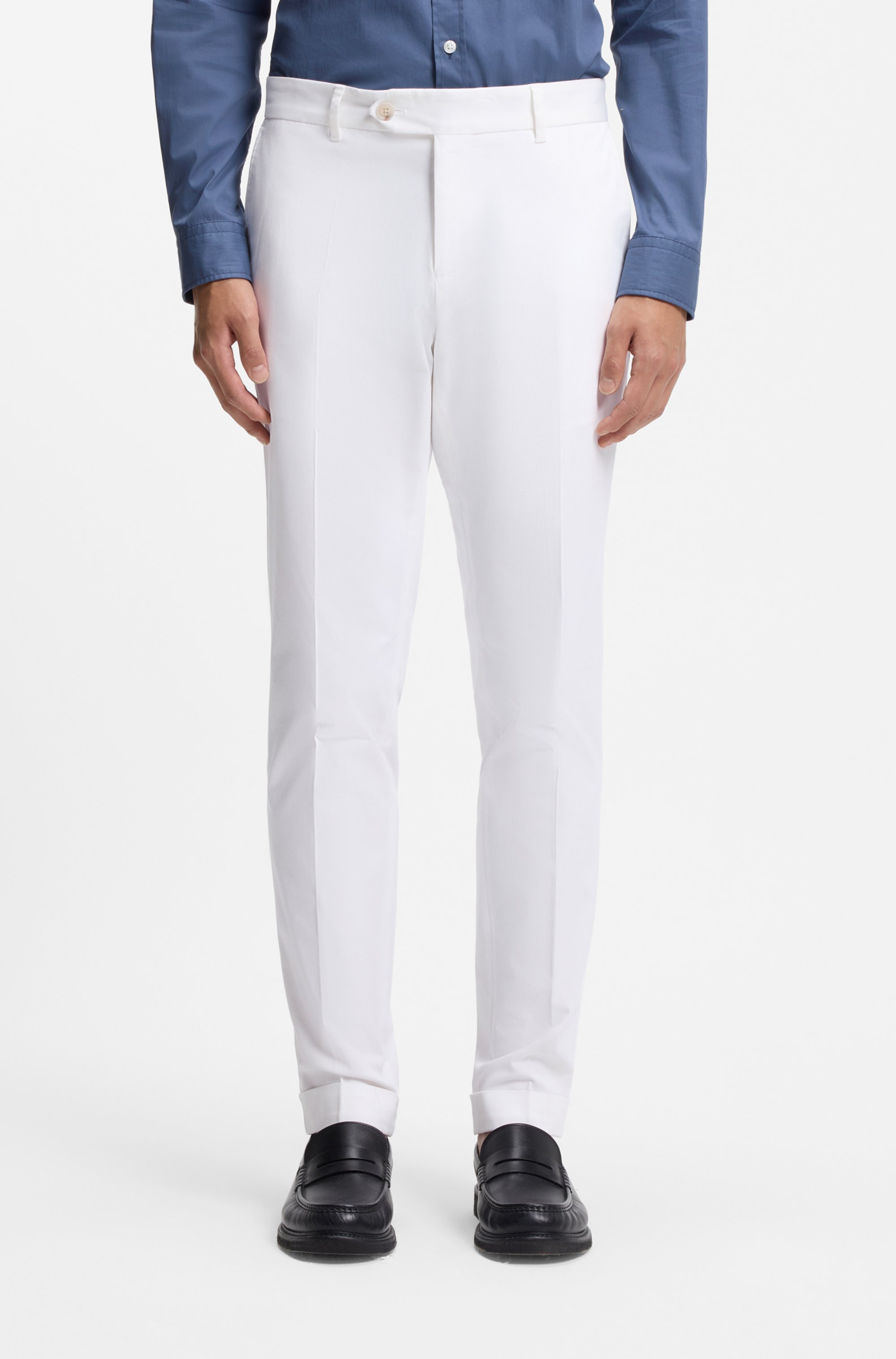 Slim-fit trousers in washable stretch cotton