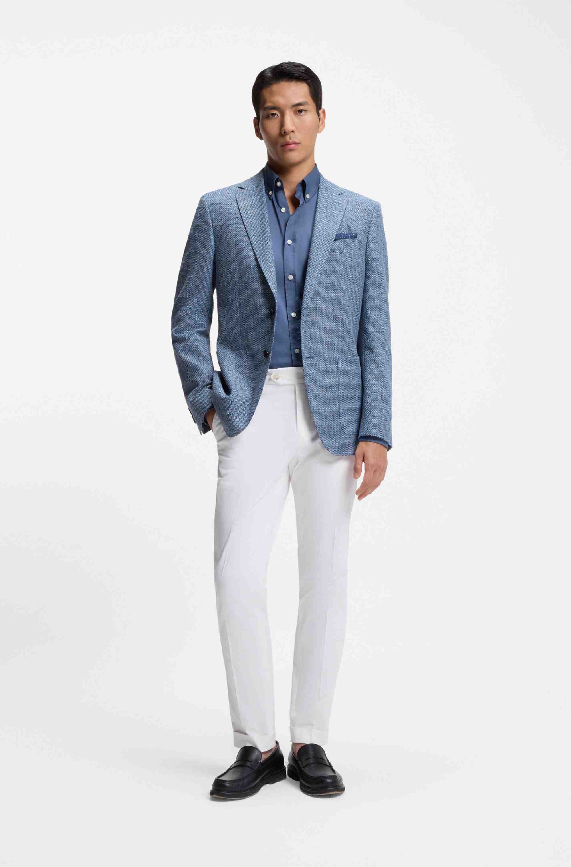 Slim-fit trousers in washable stretch cotton