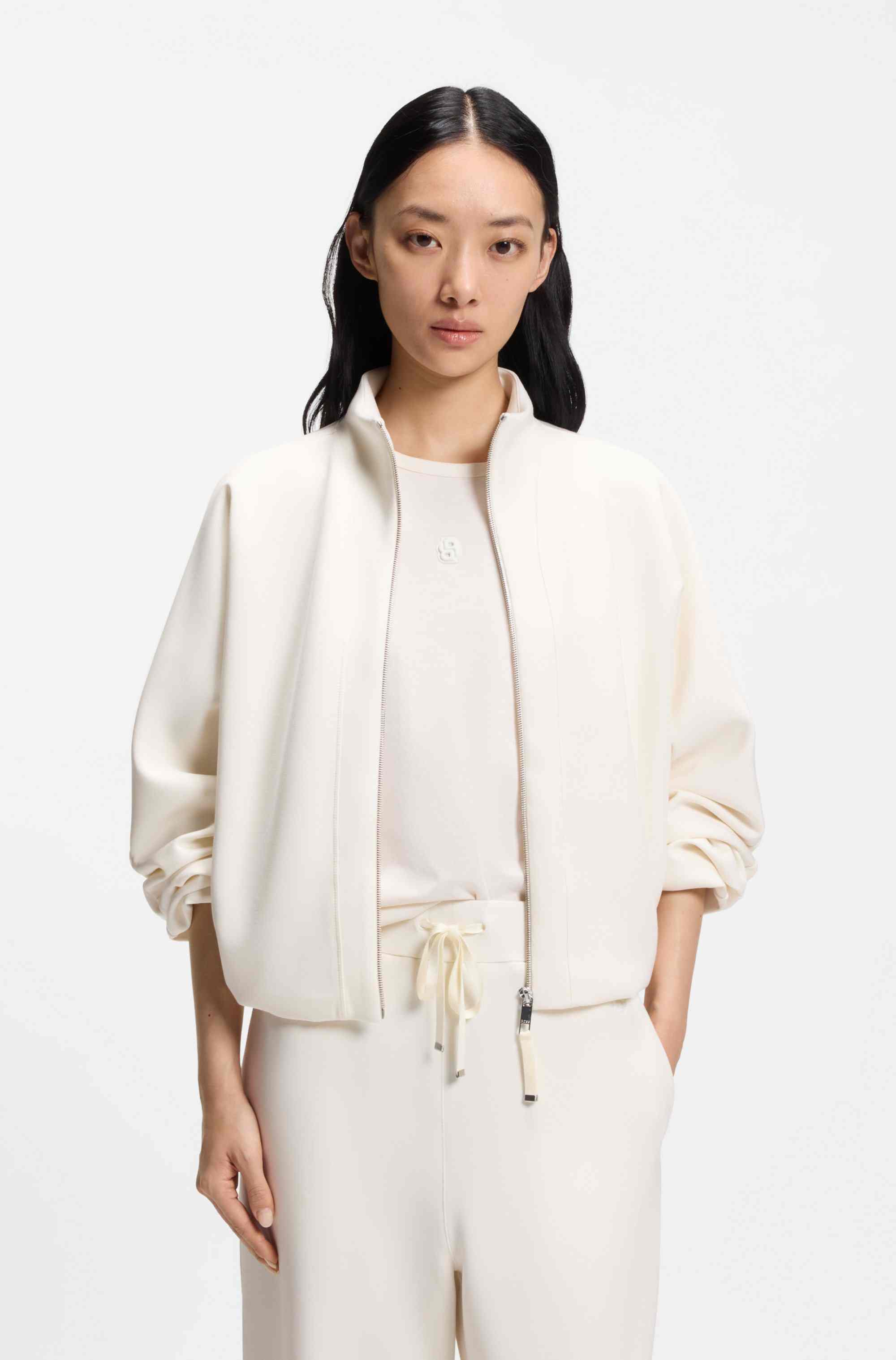 Loose-fit bomber jacket in stretch jersey