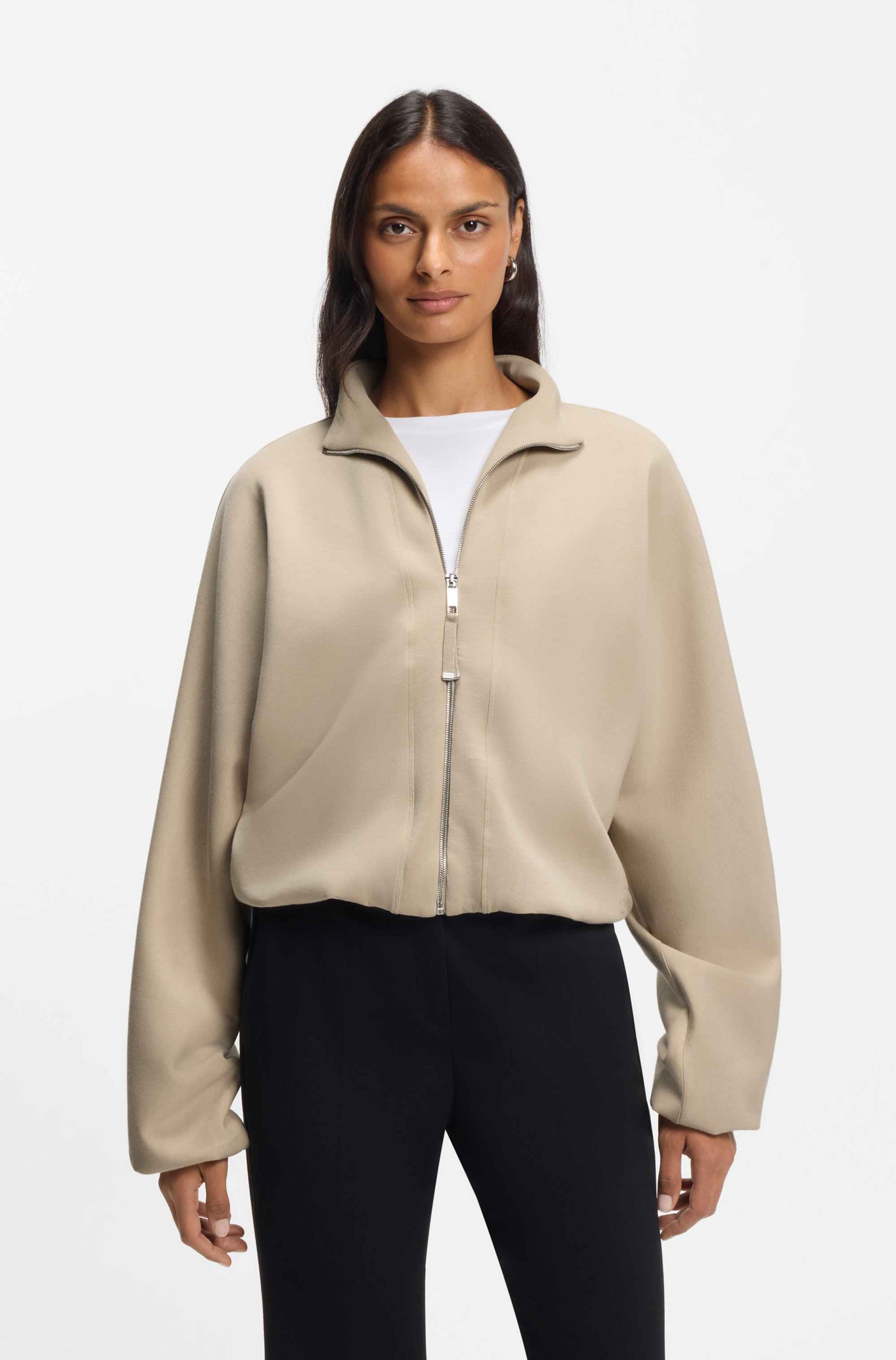 Loose-fit bomber jacket in stretch jersey