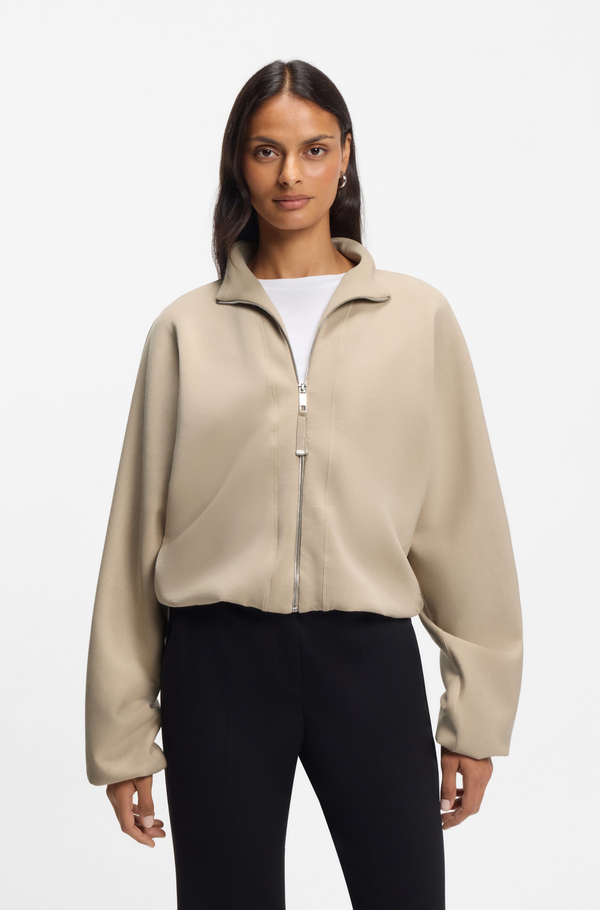 Loose-fit bomber jacket in stretch jersey