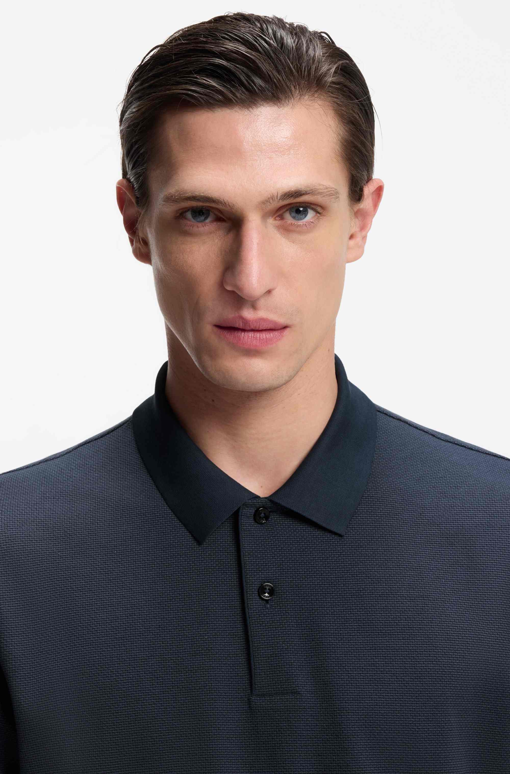 Cotton polo shirt with bubble structure