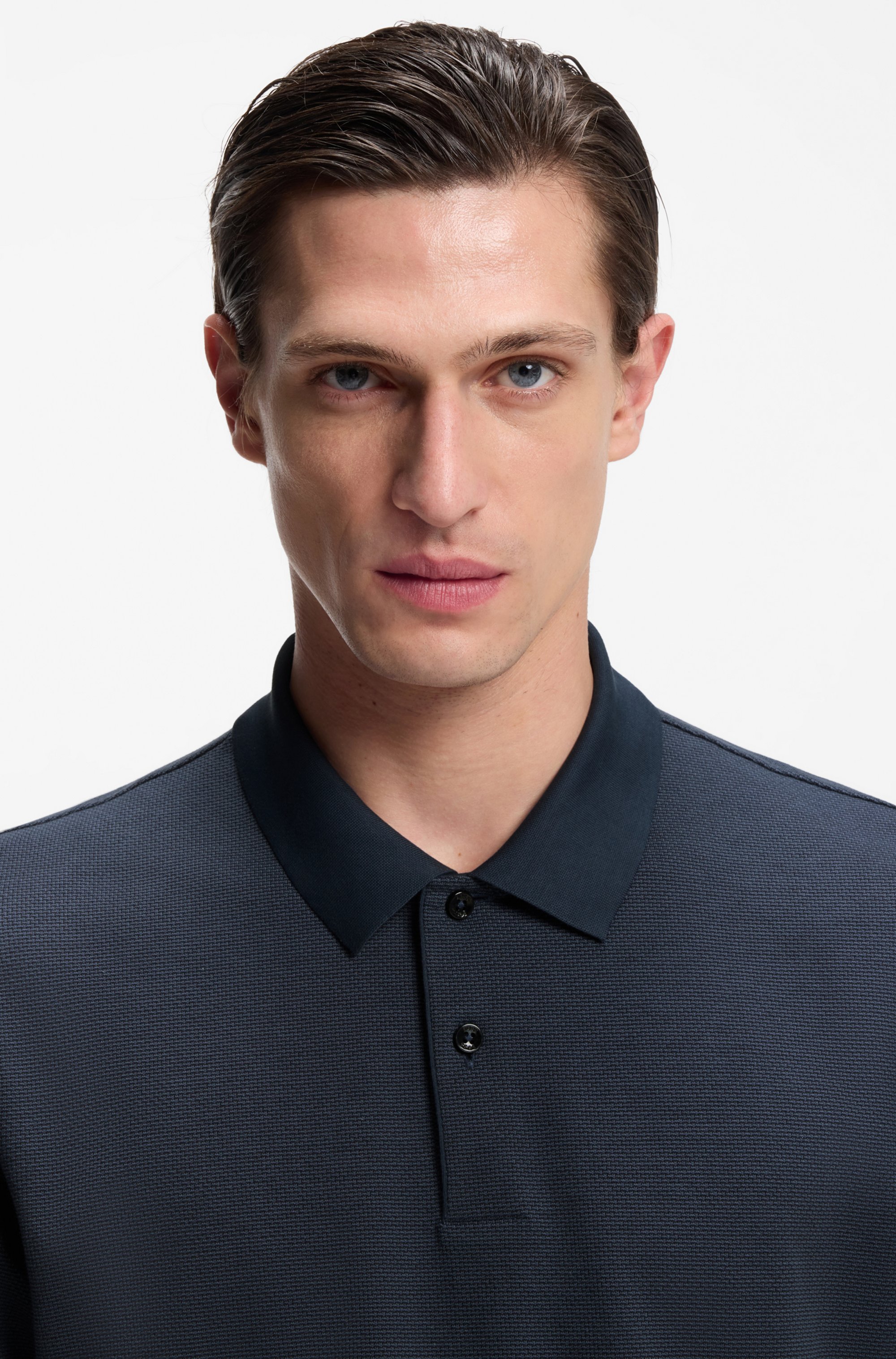 Cotton polo shirt with bubble structure