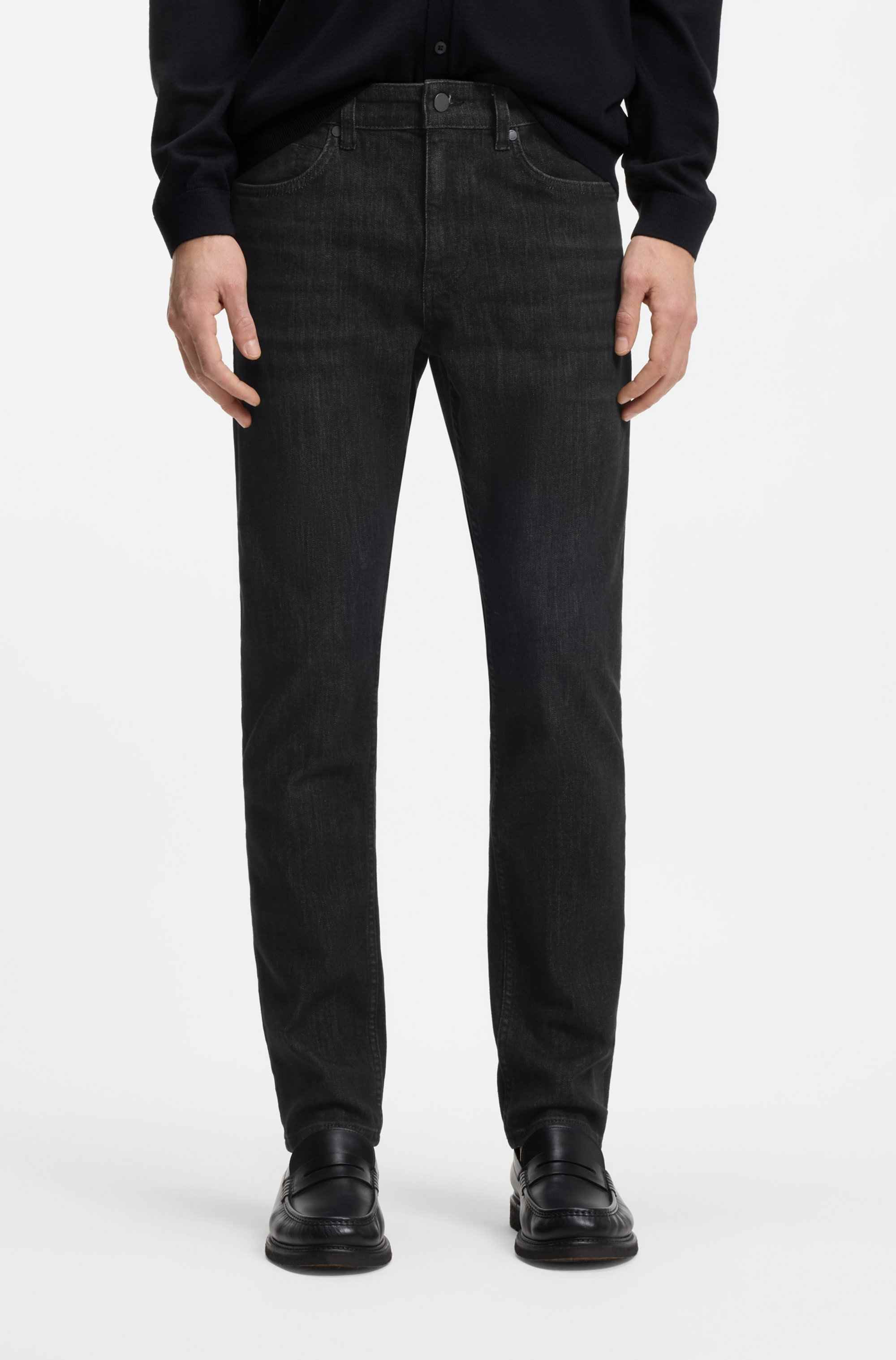 Delaware slim-fit jeans in grey wrinkle-resistant denim
