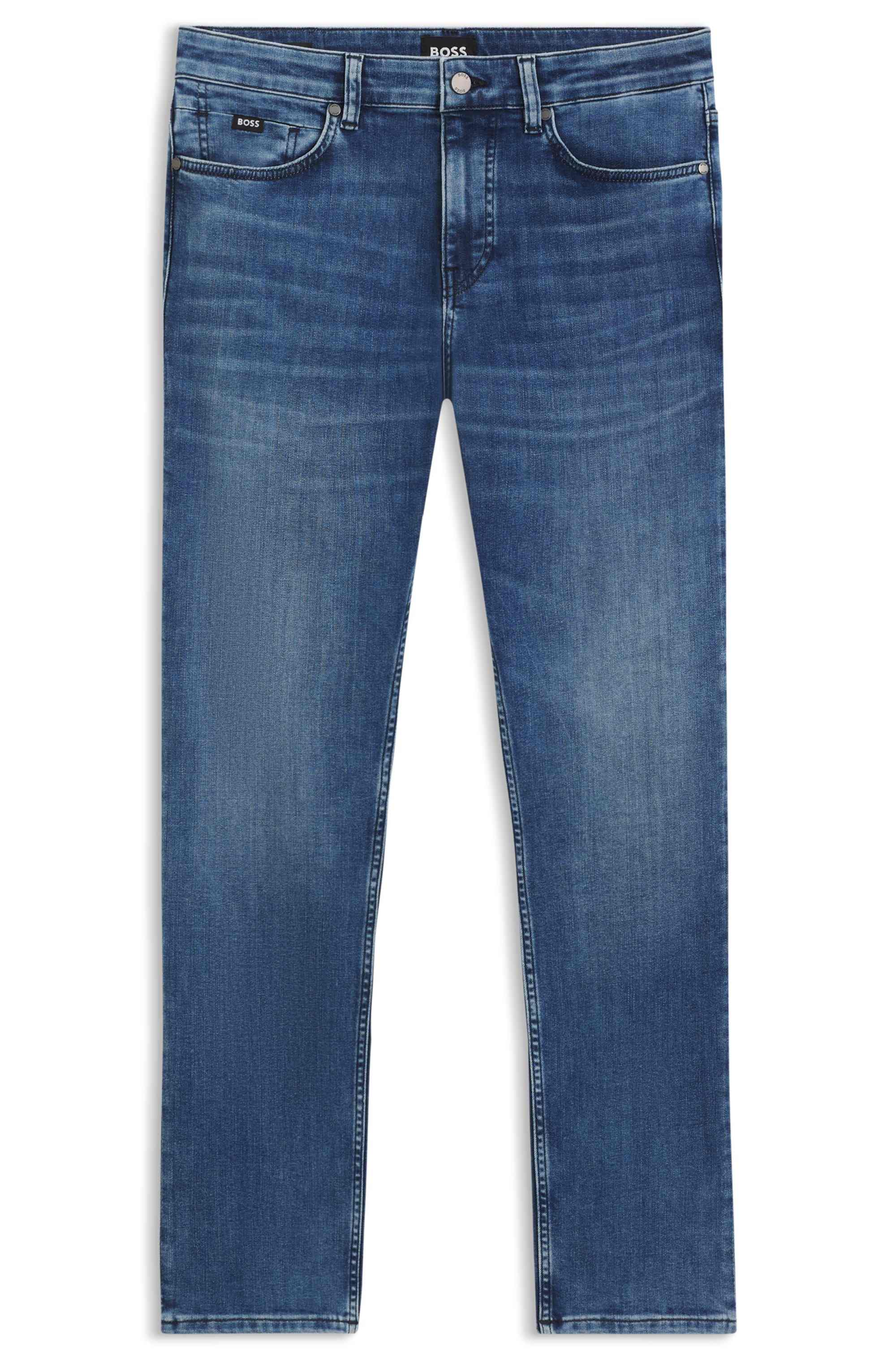 Delaware slim-fit jeans in grey wrinkle-resistant denim