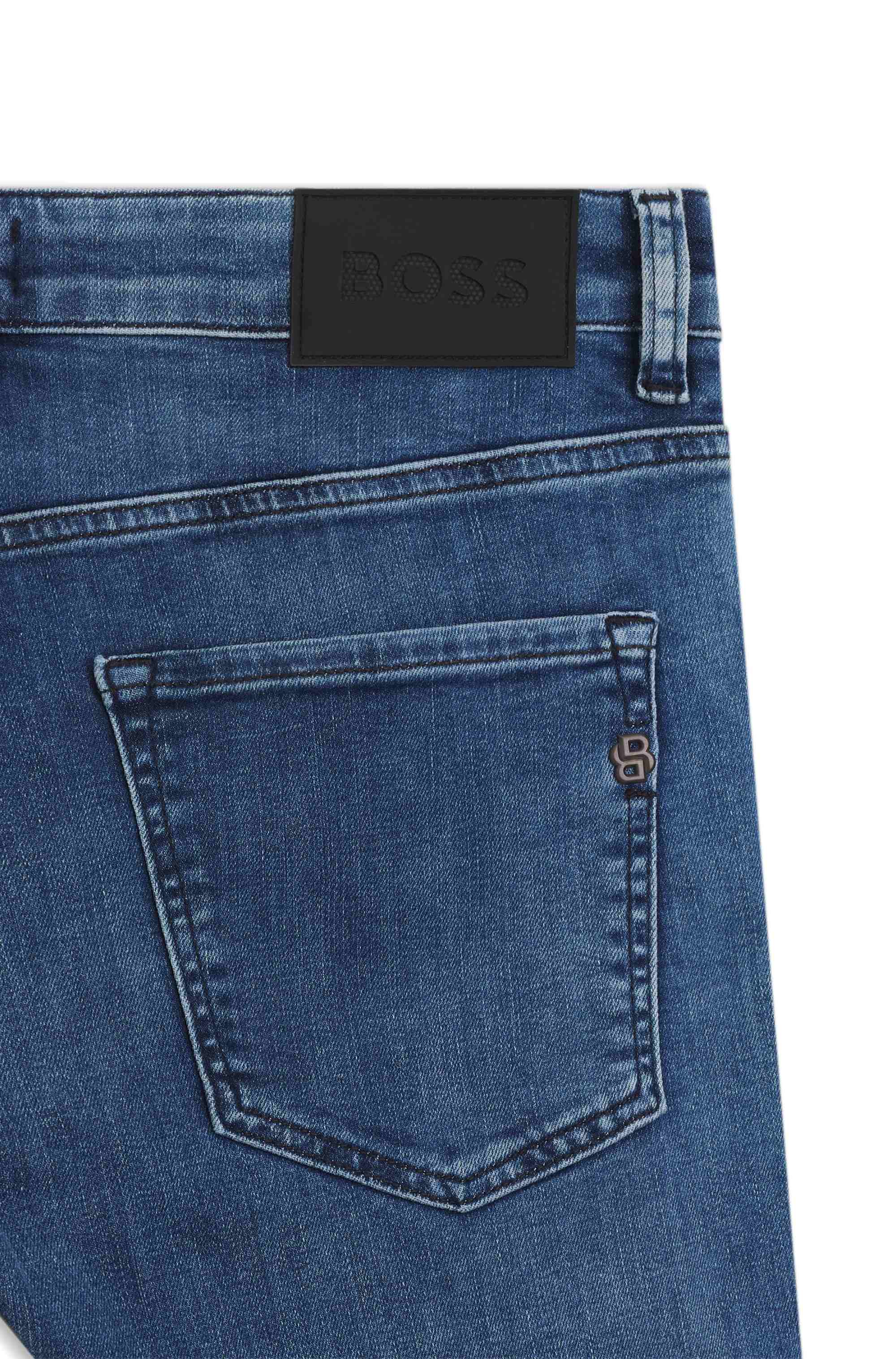 Delaware slim-fit jeans in grey wrinkle-resistant denim