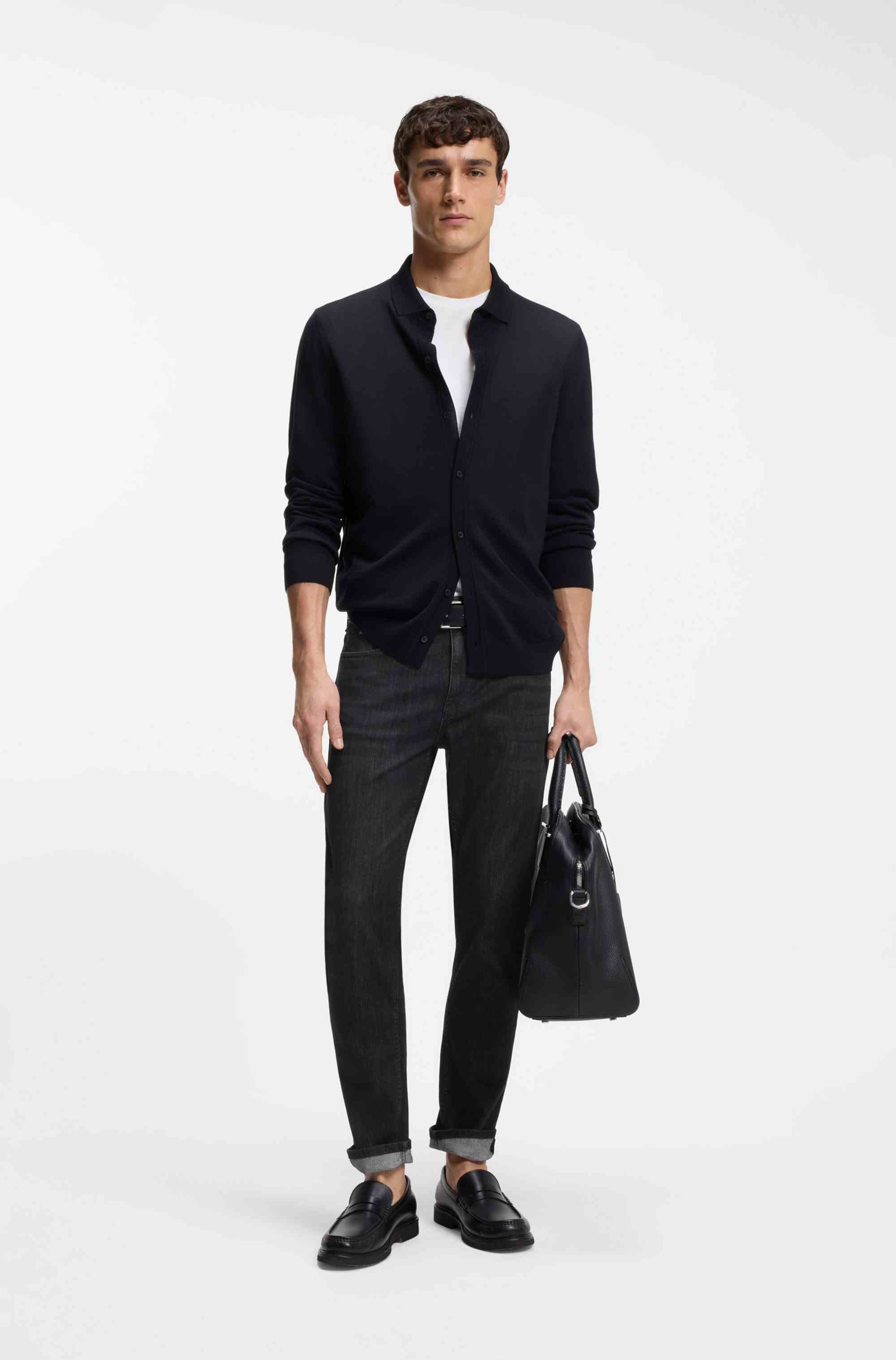 Delaware slim-fit jeans in grey wrinkle-resistant denim