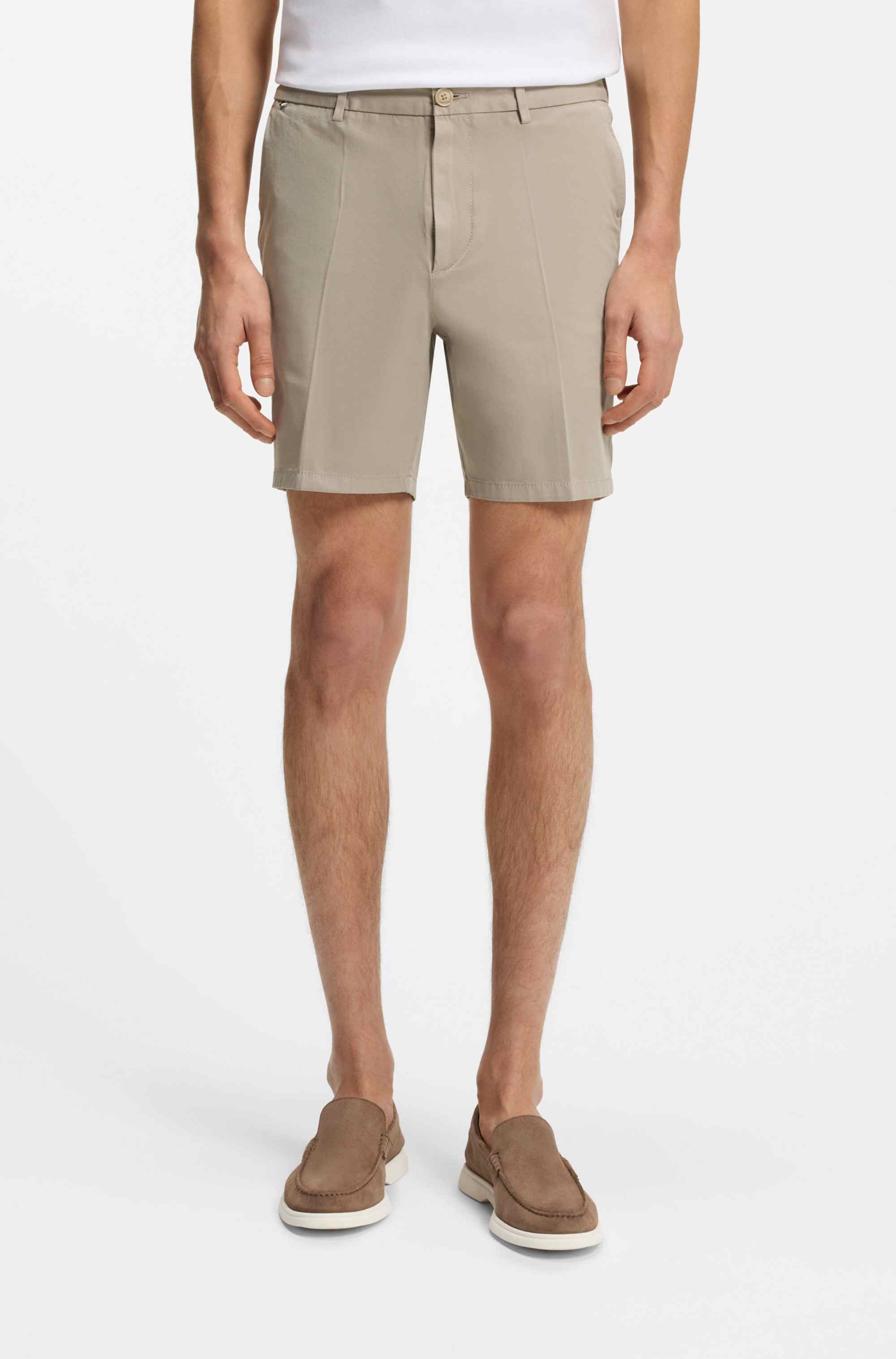 Modern-fit shorts in stretch-cotton twill