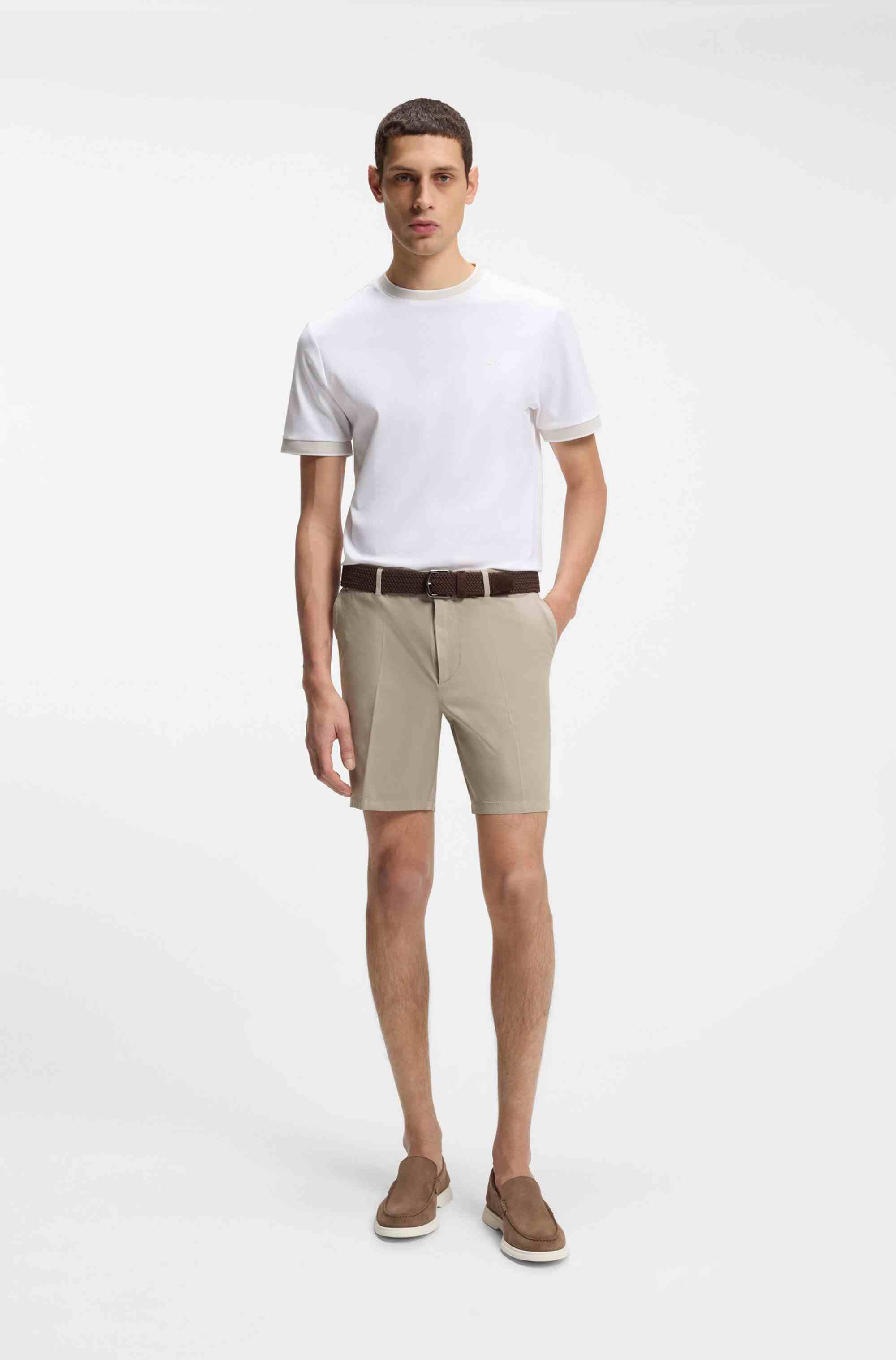 Modern-fit shorts in stretch-cotton twill