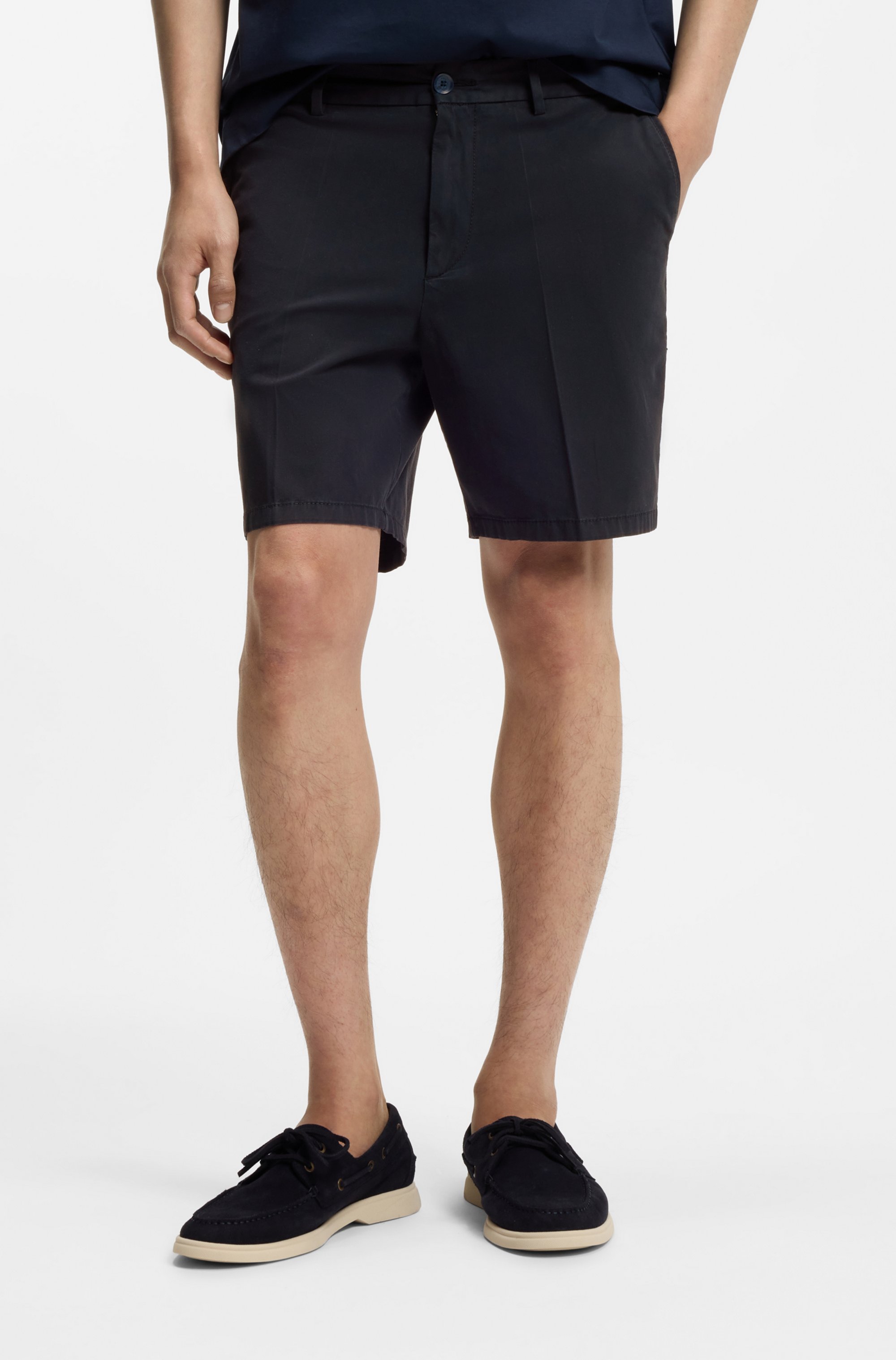 Modern-fit shorts in stretch-cotton twill