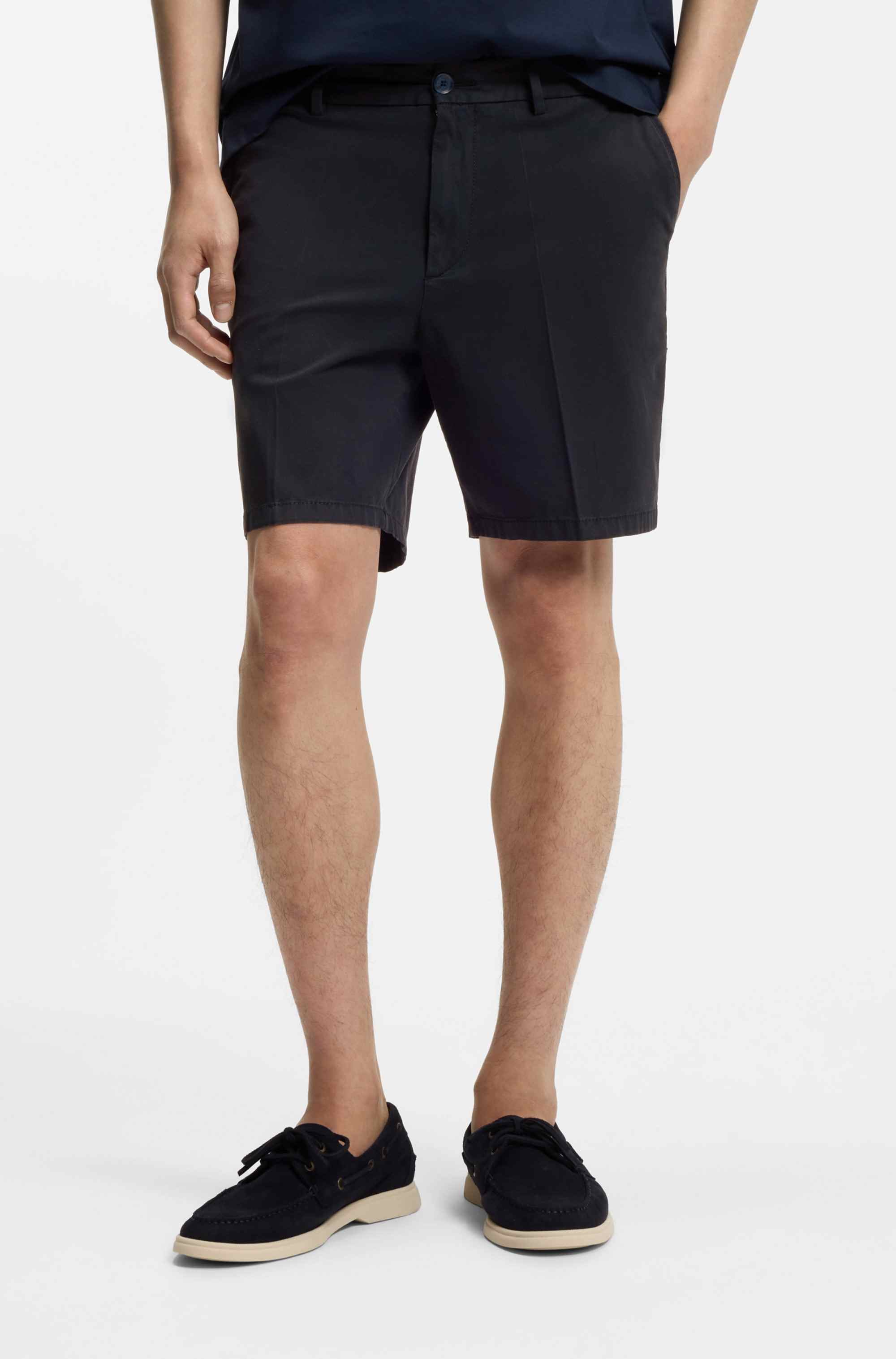 Modern-fit shorts in stretch-cotton twill