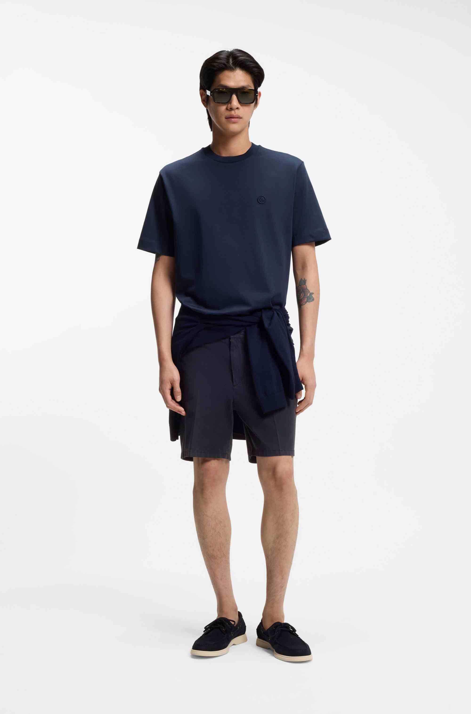 Modern-fit shorts in stretch-cotton twill