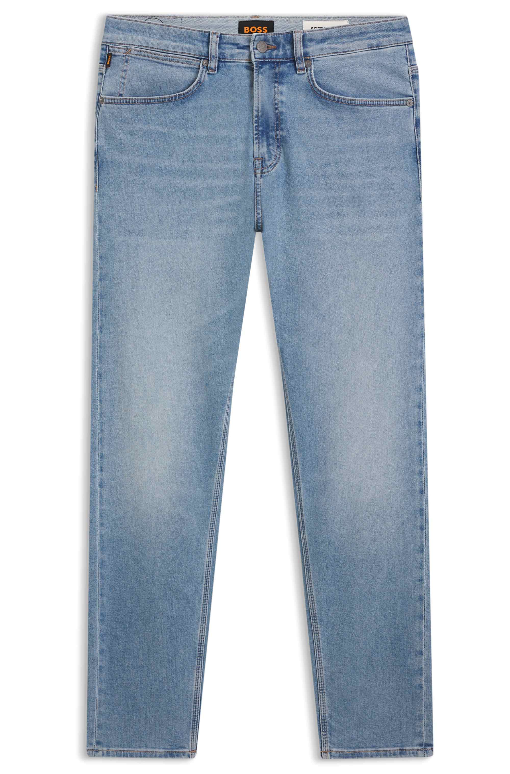 Tapered-fit jeans in blue super-stretch denim