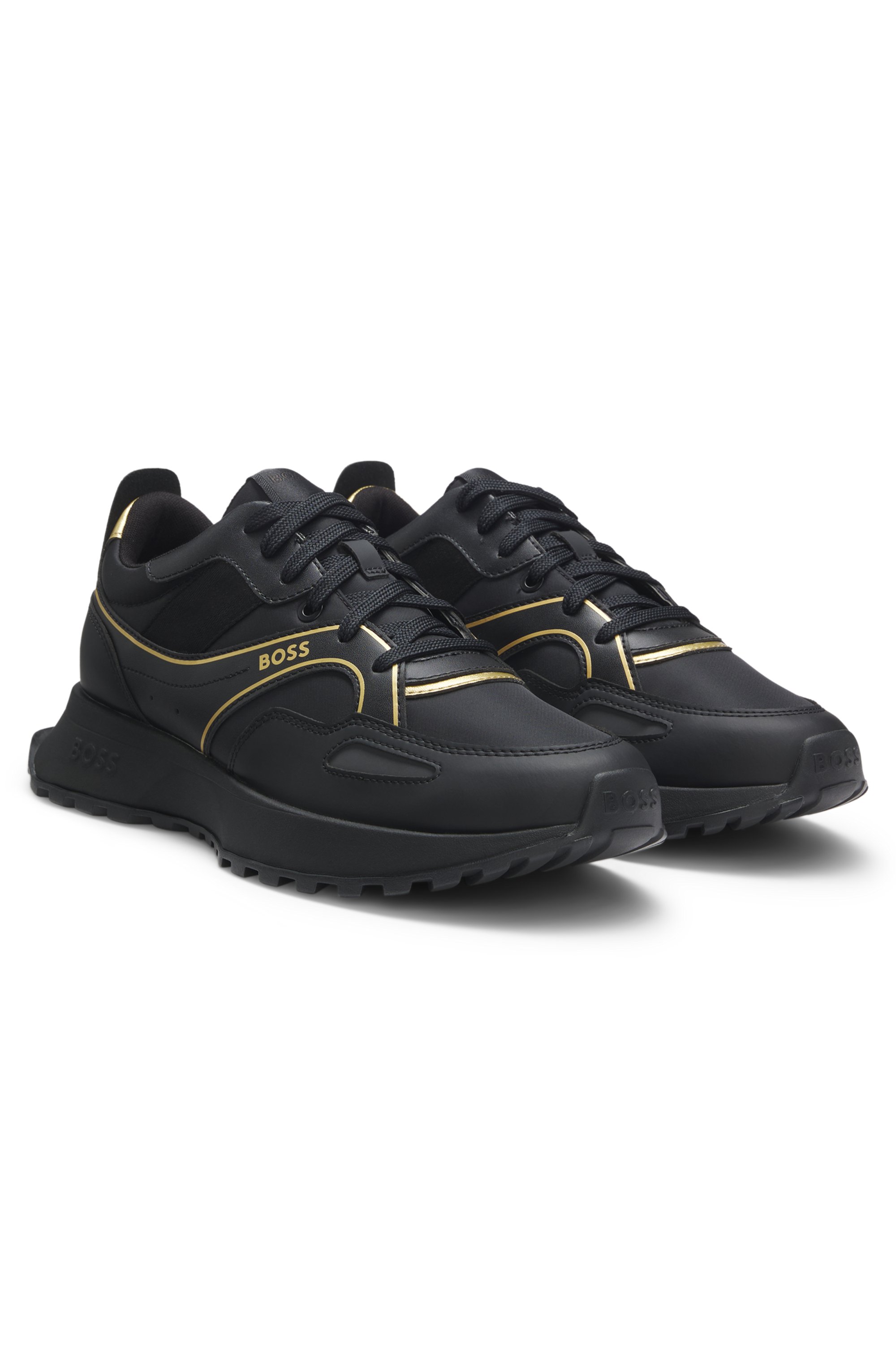 Trainers with logo and piping detail