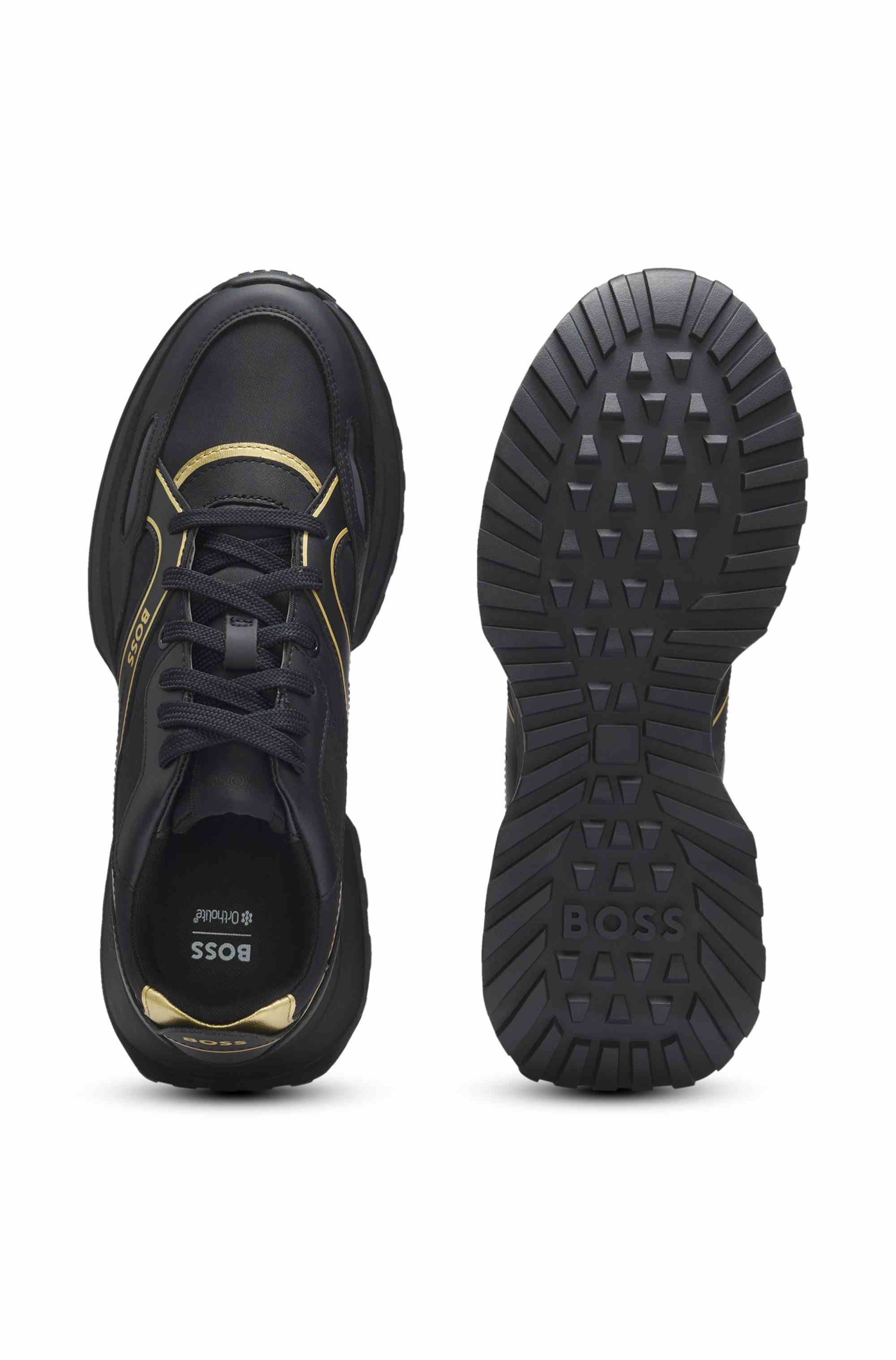 Trainers with logo and piping detail