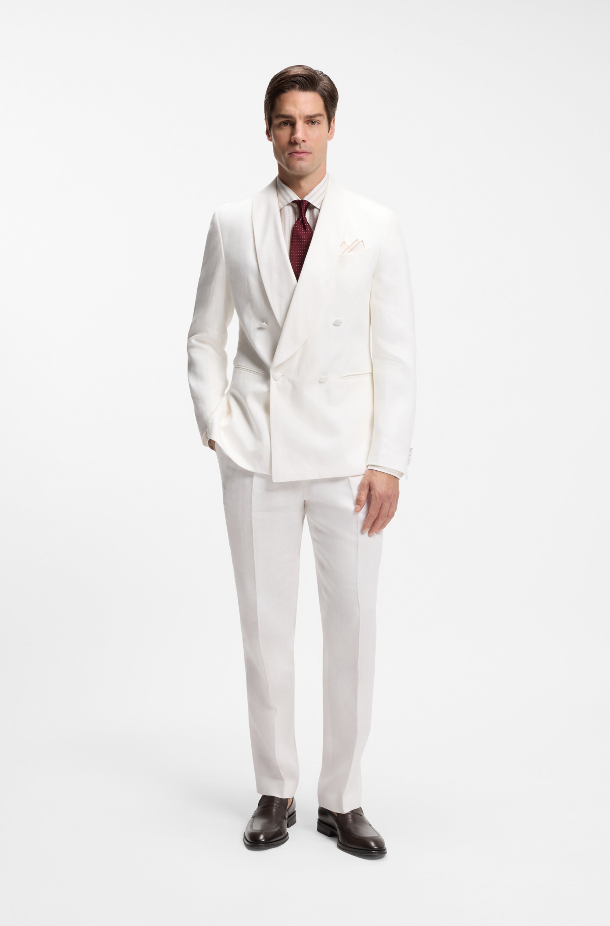 Leather loafers with textured tongue