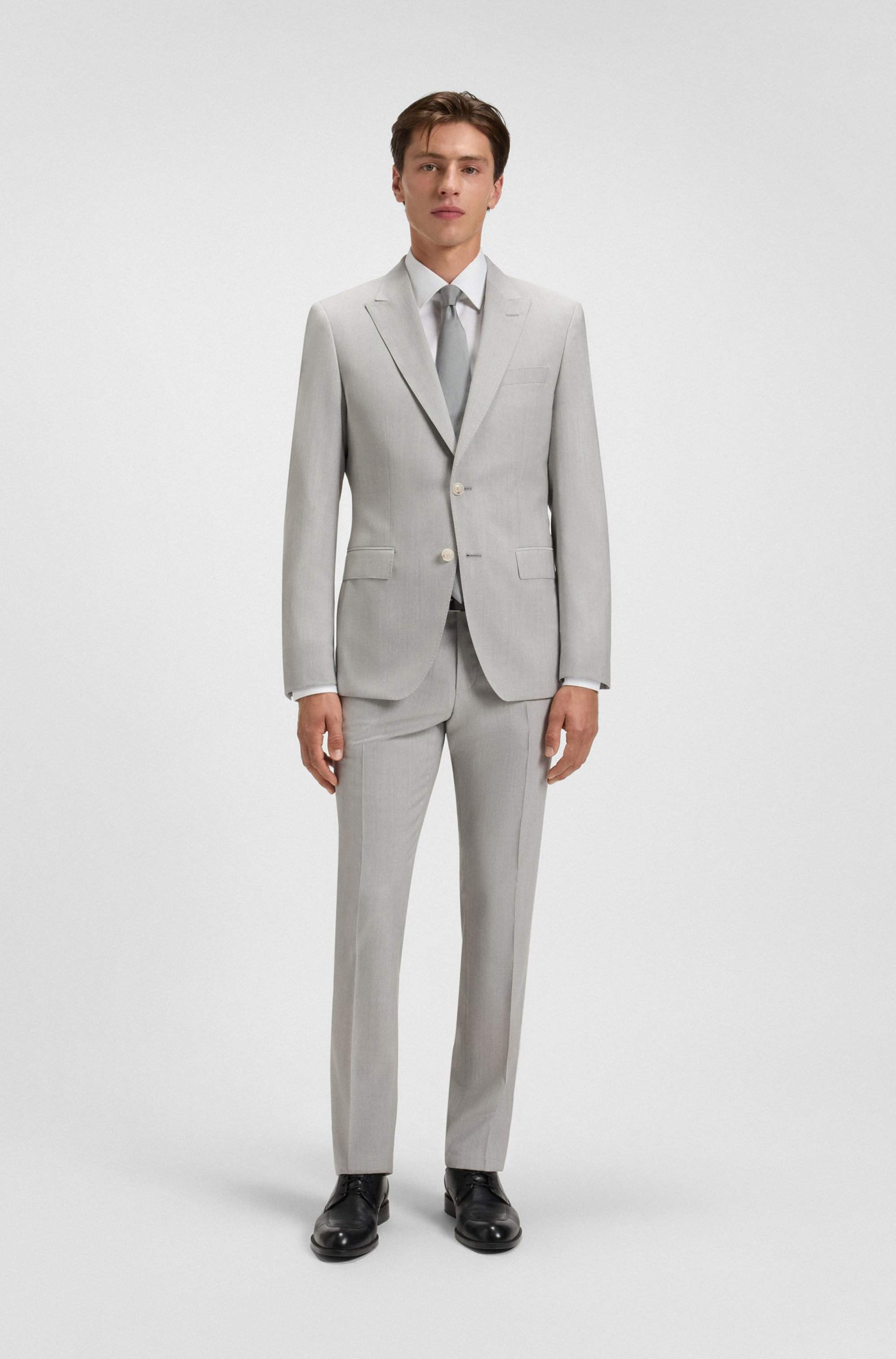 Two-piece slim-fit suit in patterned virgin wool