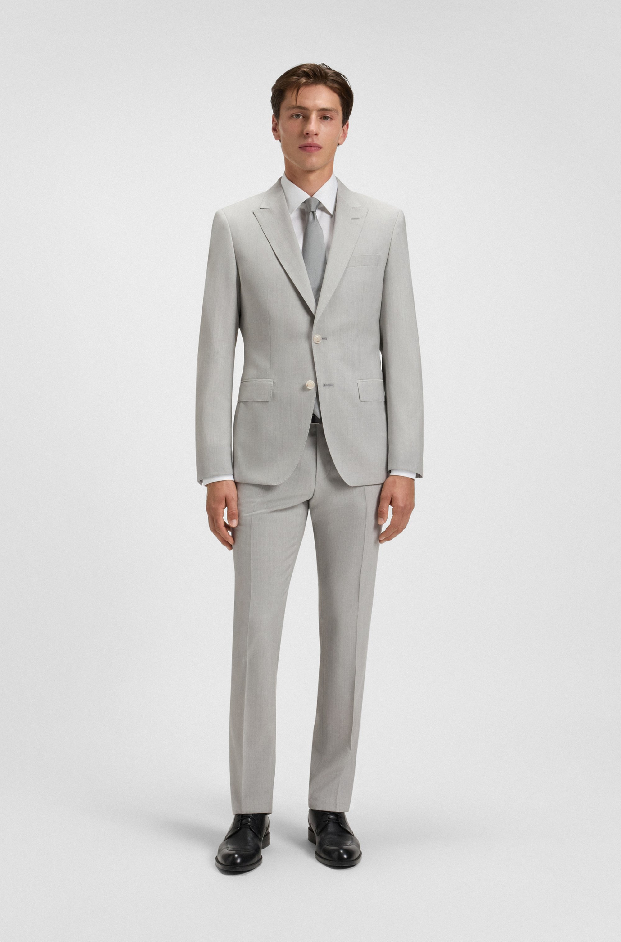 Two-piece slim-fit suit in patterned virgin wool