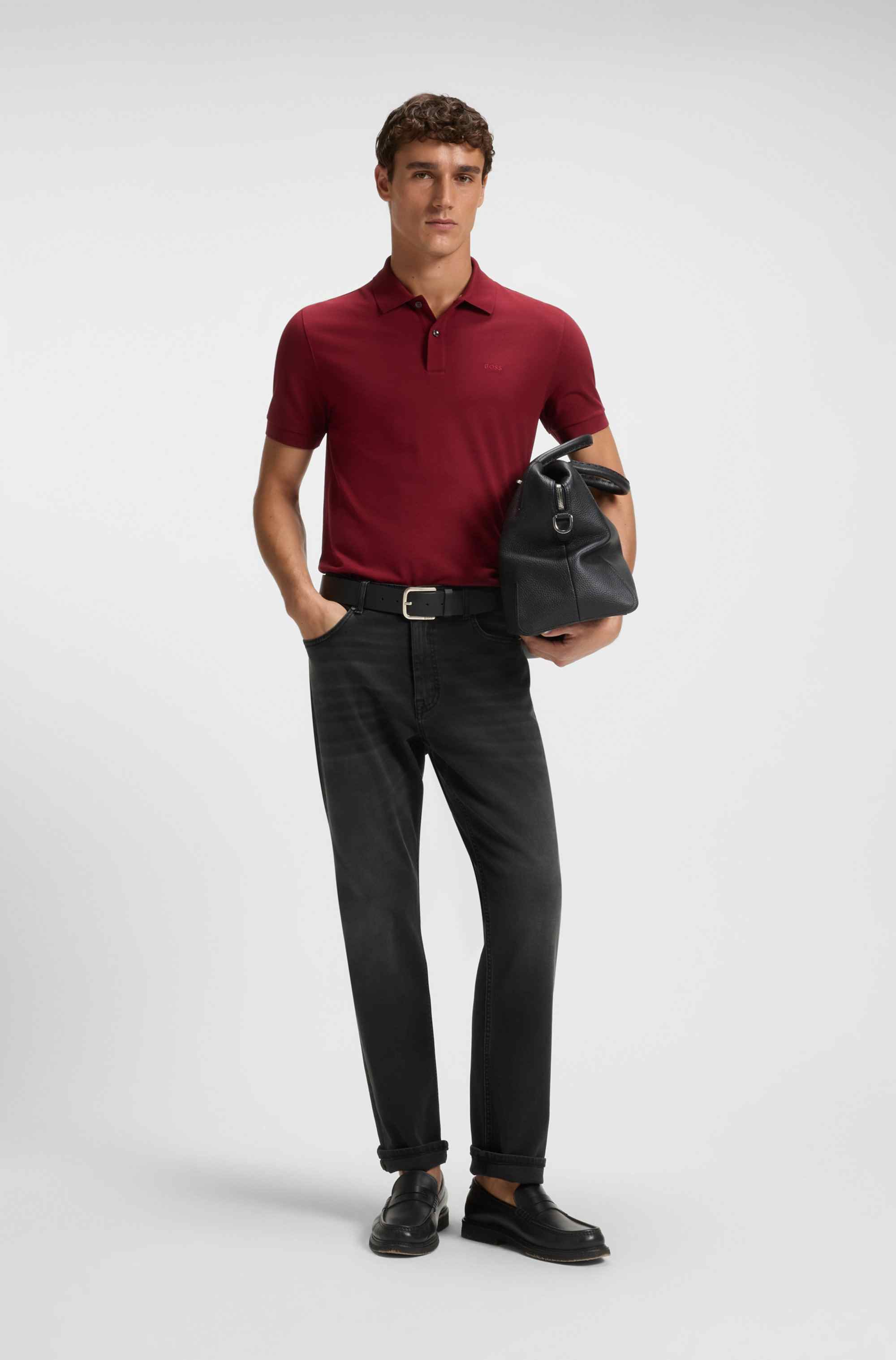 Relaxed-fit jeans in black stretch denim