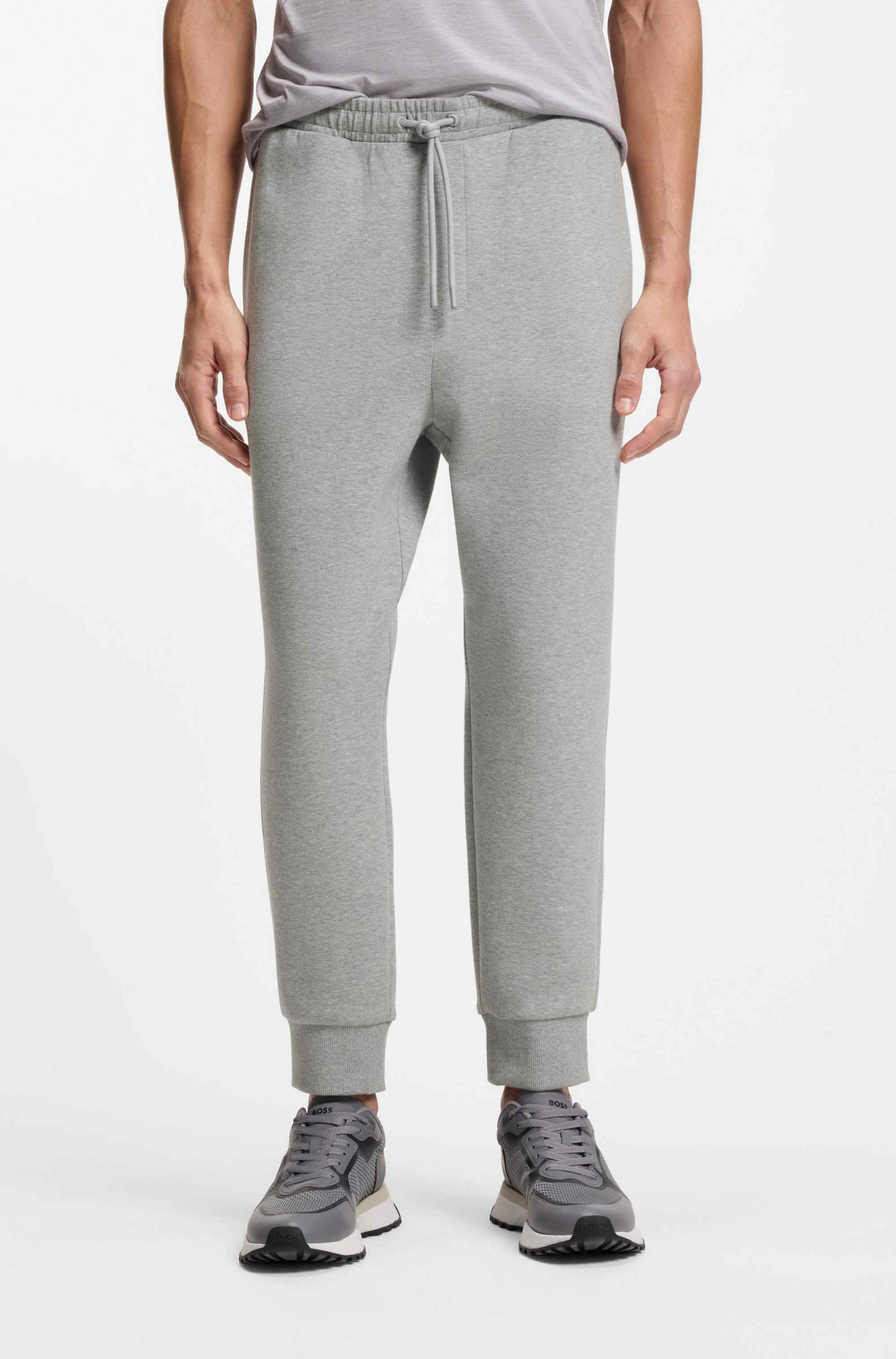 Stretch-cotton tracksuit bottoms with logo detail
