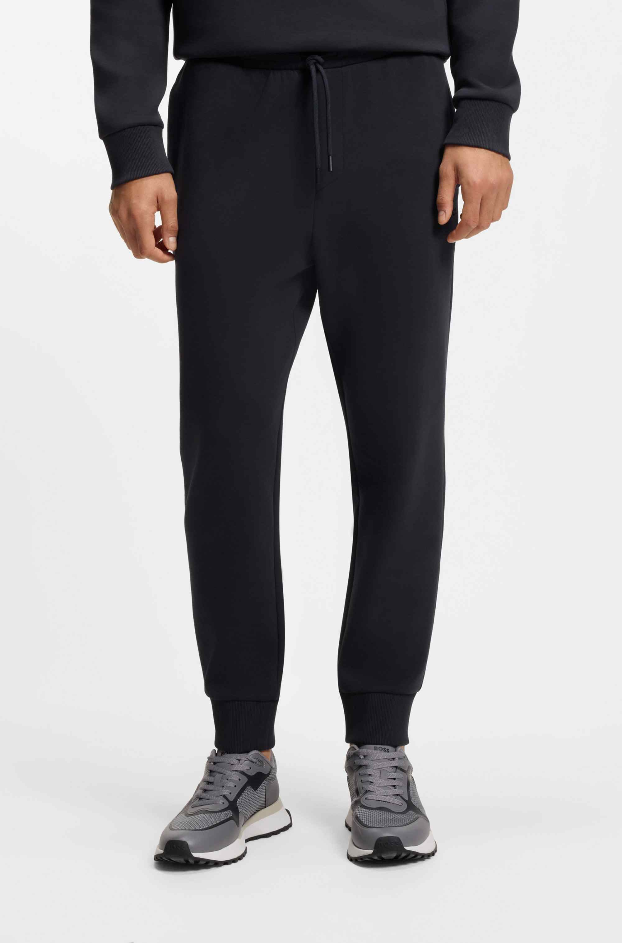 Stretch-cotton tracksuit bottoms with logo detail