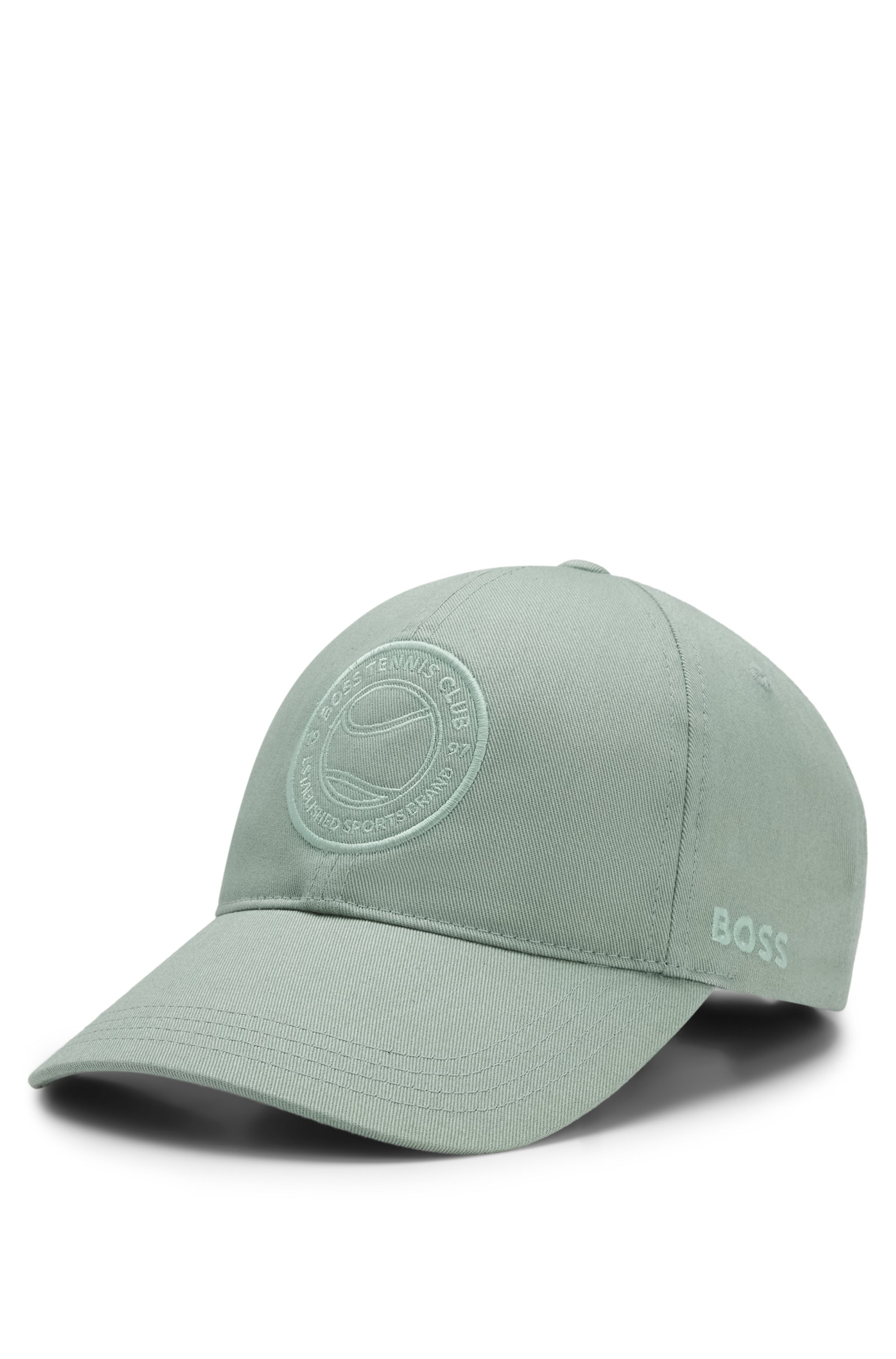Cotton-twill cap with tennis-theme logo embroidery