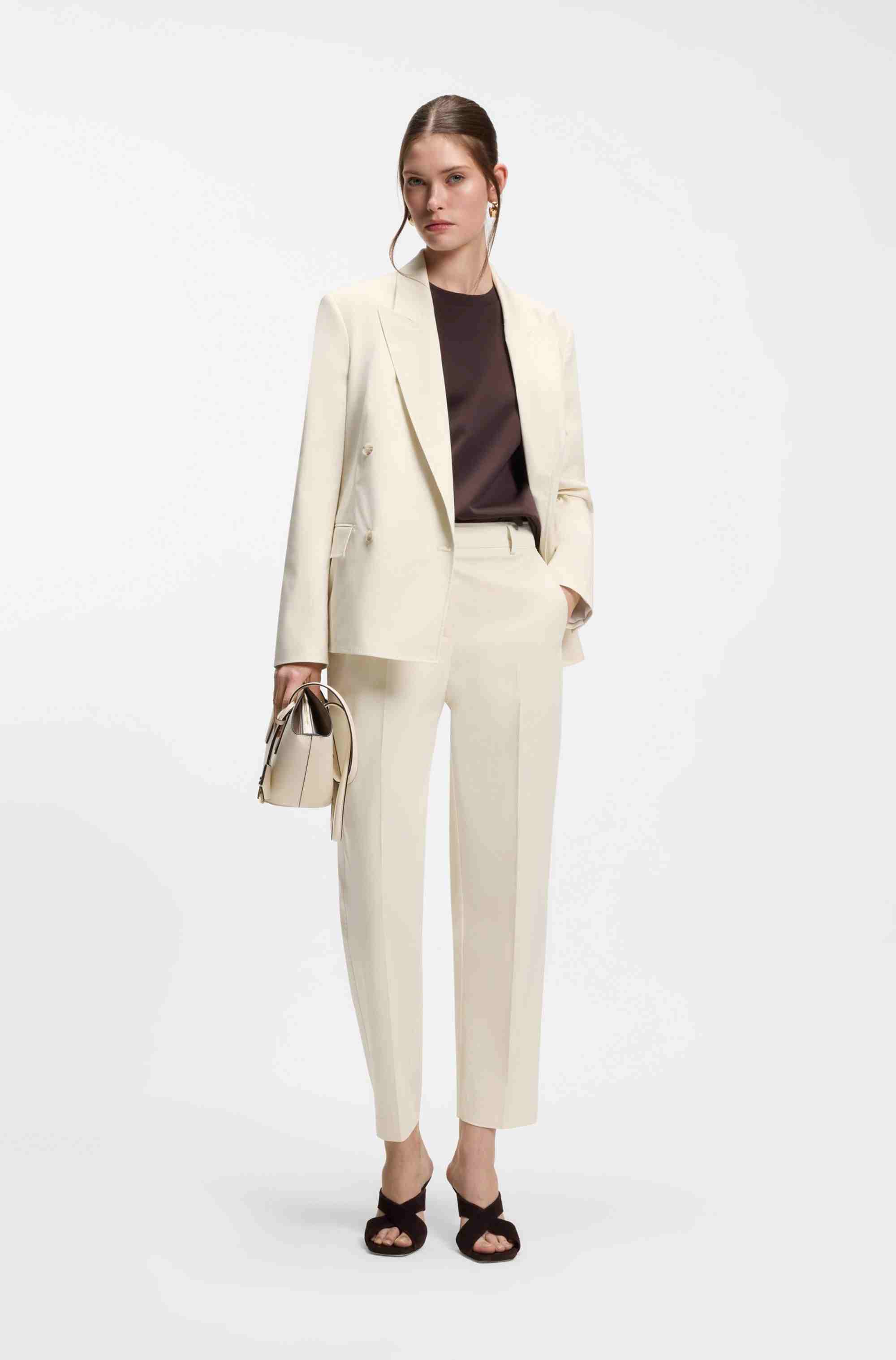 Tapered-fit cropped trousers in stretch cotton