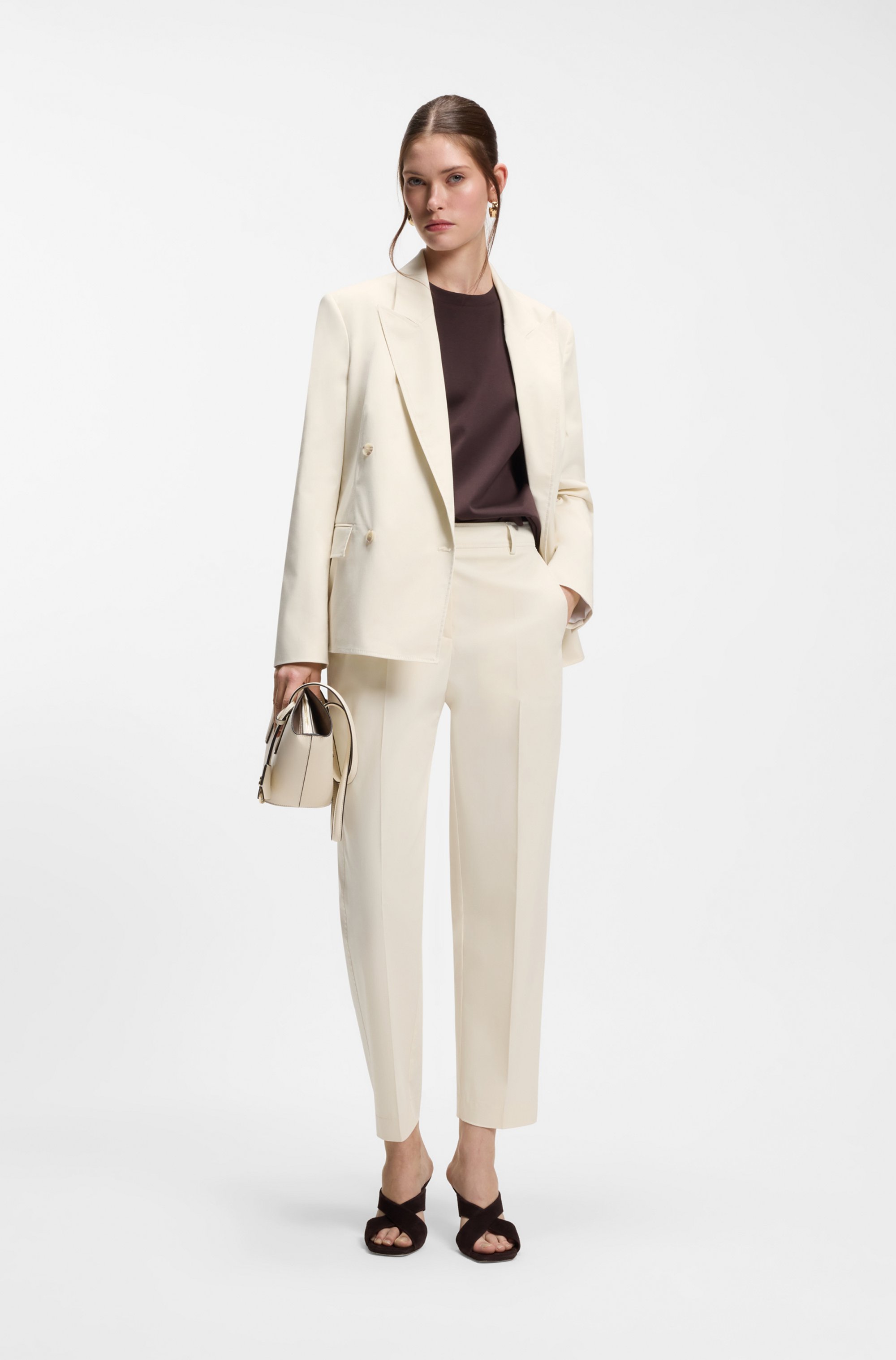 Tapered-fit cropped trousers in stretch cotton