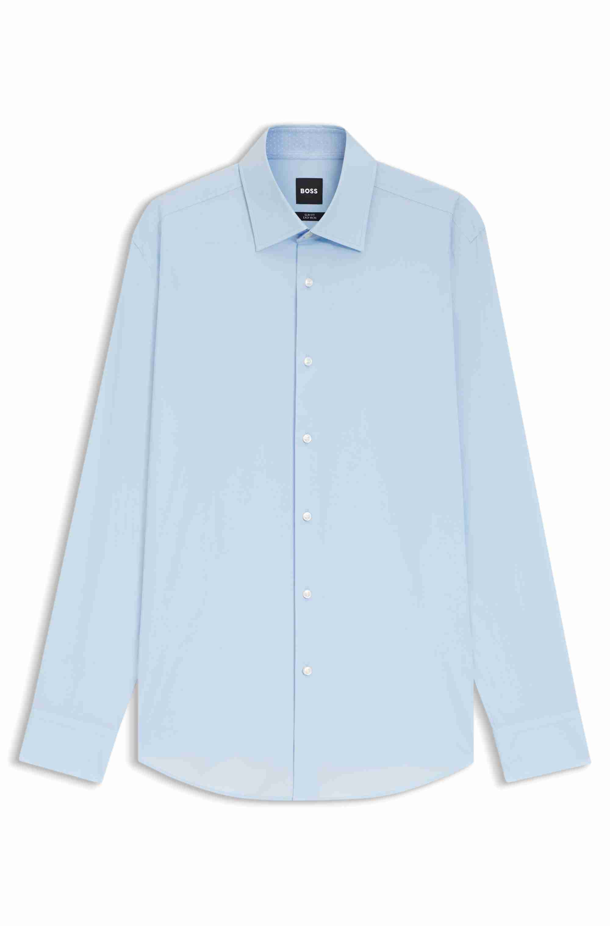 Slim-fit shirt in easy-iron stretch-cotton poplin
