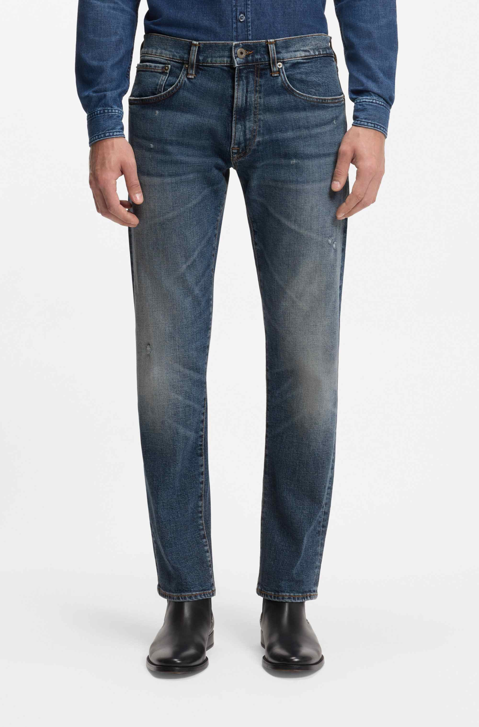 BECKHAM x BOSS slim-fit jeans in blue stretch denim