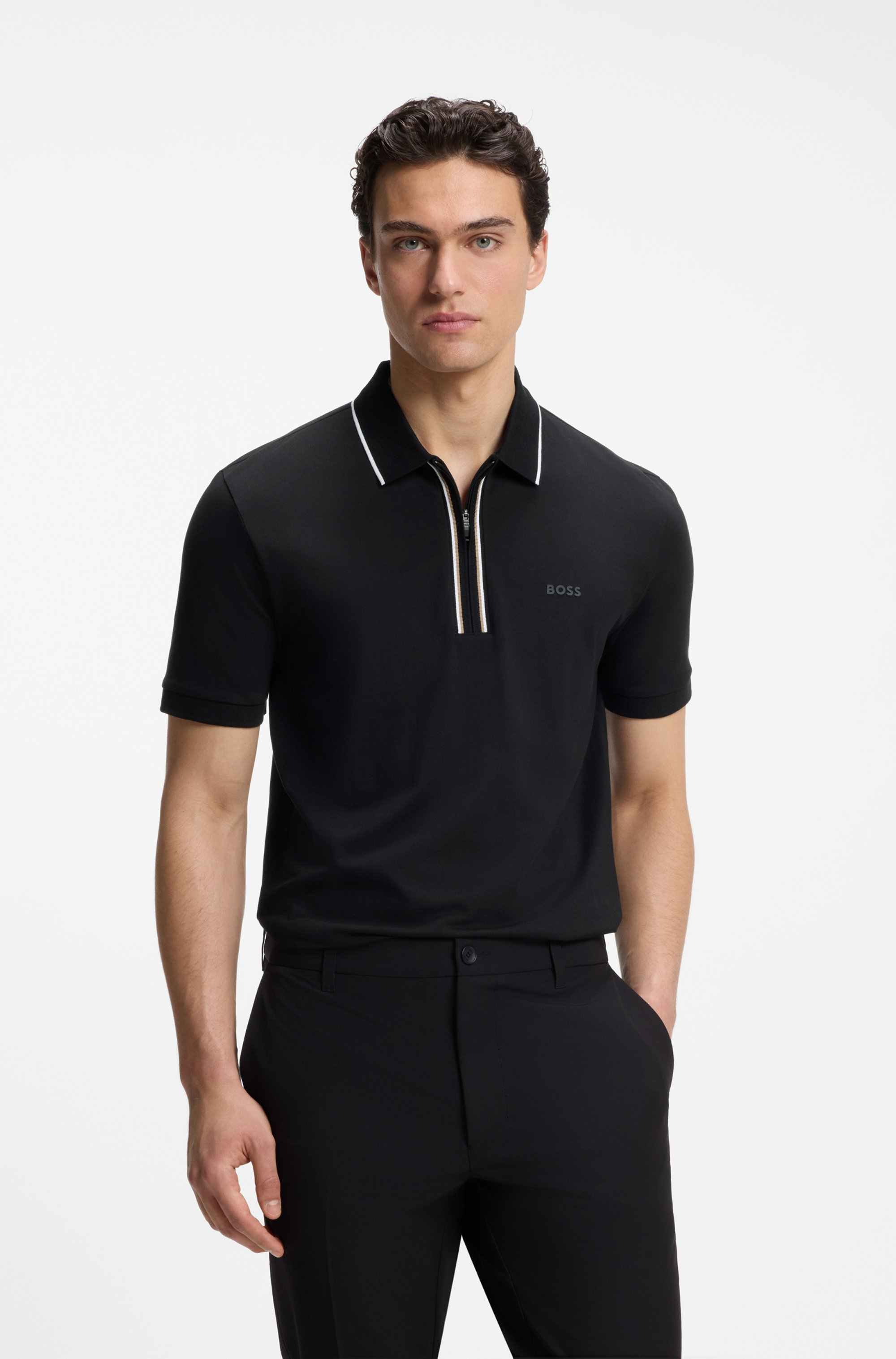 Active Slim-fit polo shirt in moisture-wicking stretch cotton