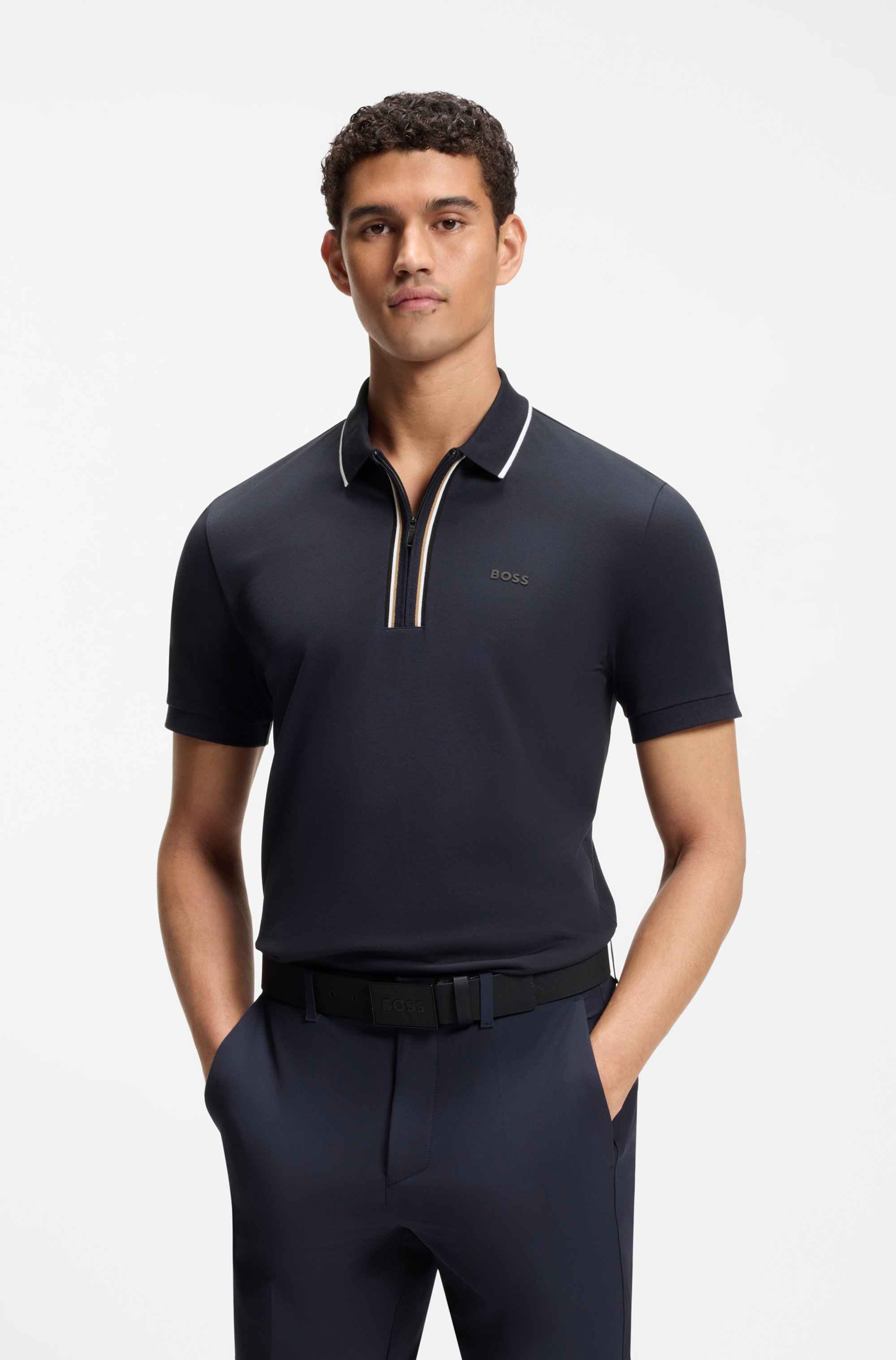 Active Slim-fit polo shirt in moisture-wicking stretch cotton