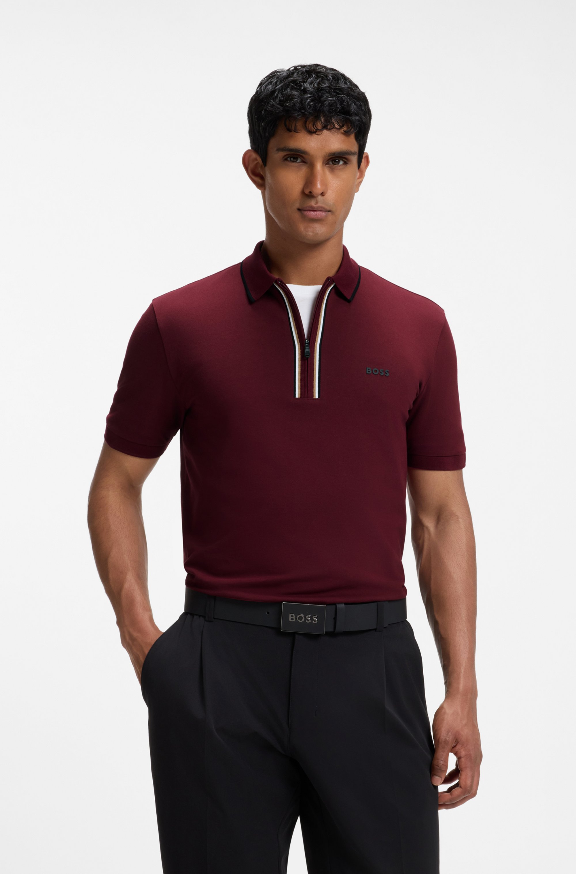 Active Slim-fit polo shirt in moisture-wicking stretch cotton