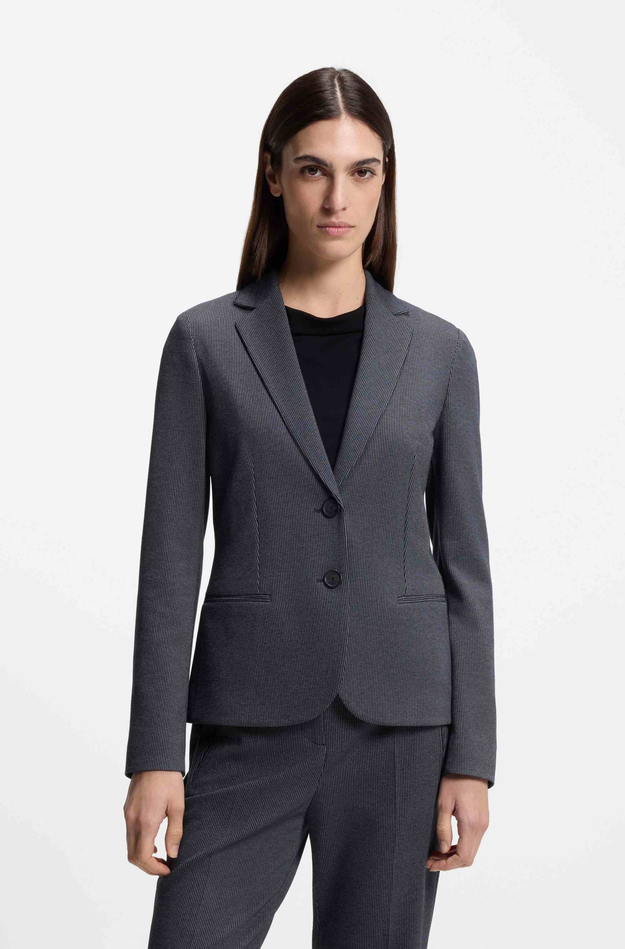 Extra-slim-fit blazer in patterned performance-stretch jersey